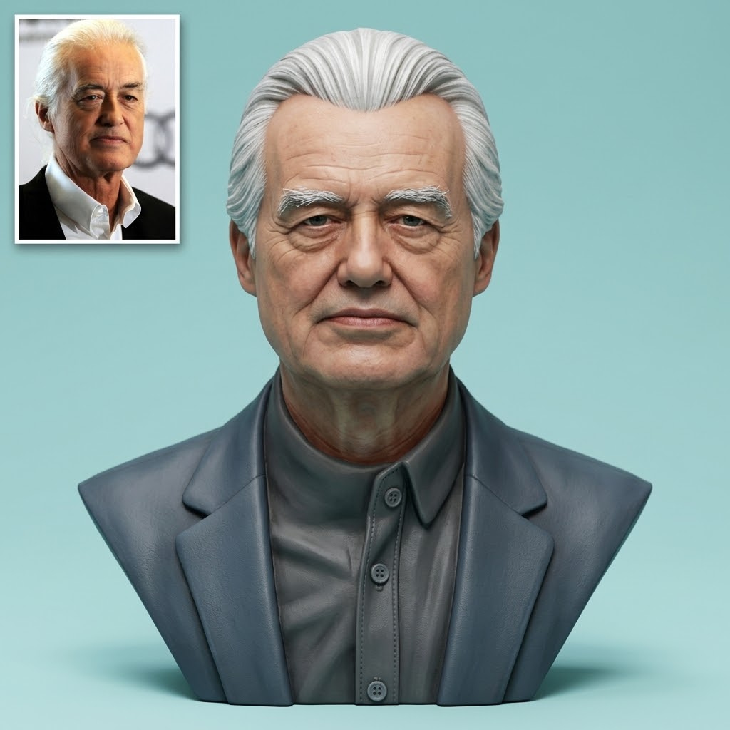 Jimmy Page 3D Printable Bust 3D Model