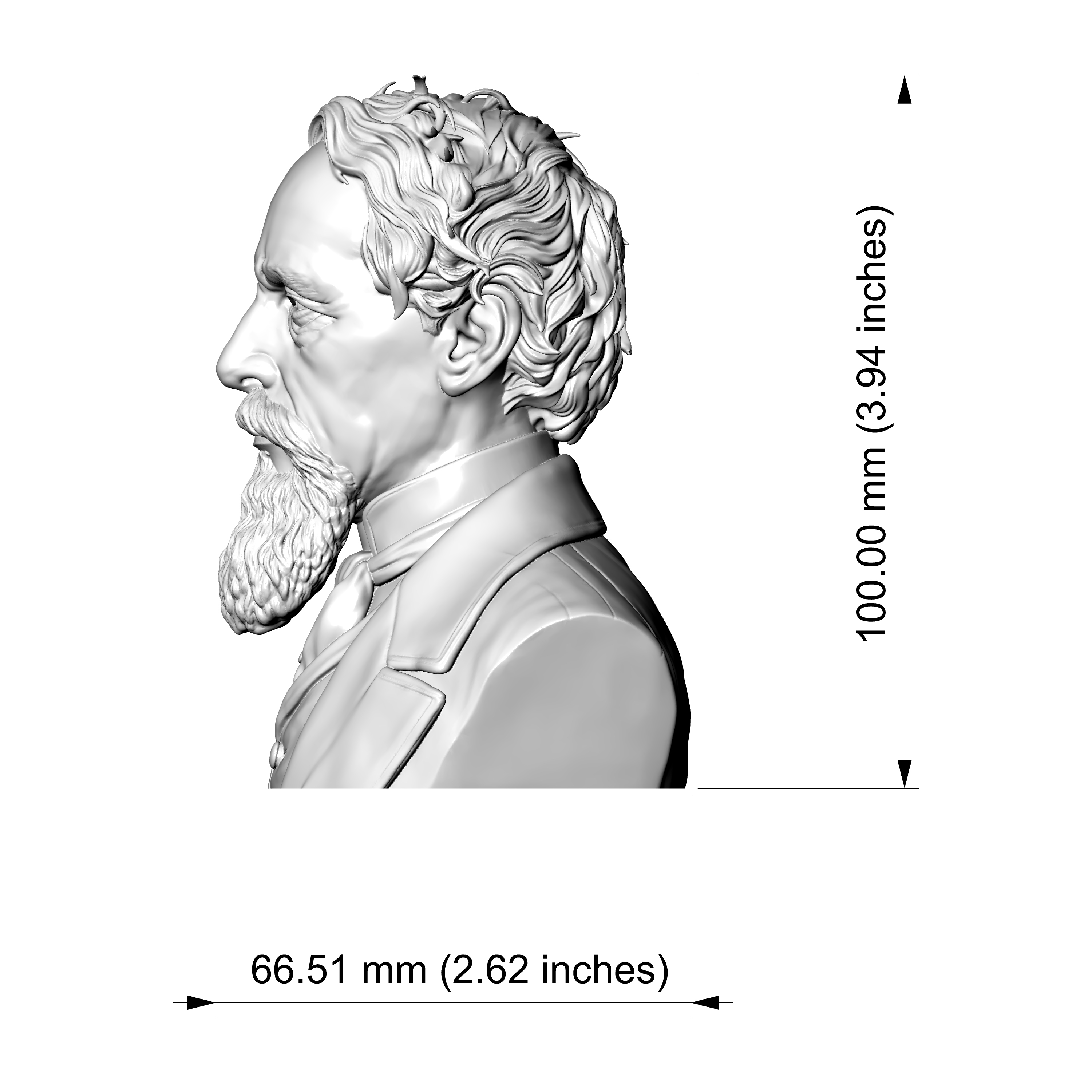 JMW Turner 3D Printable Bust 3D Model