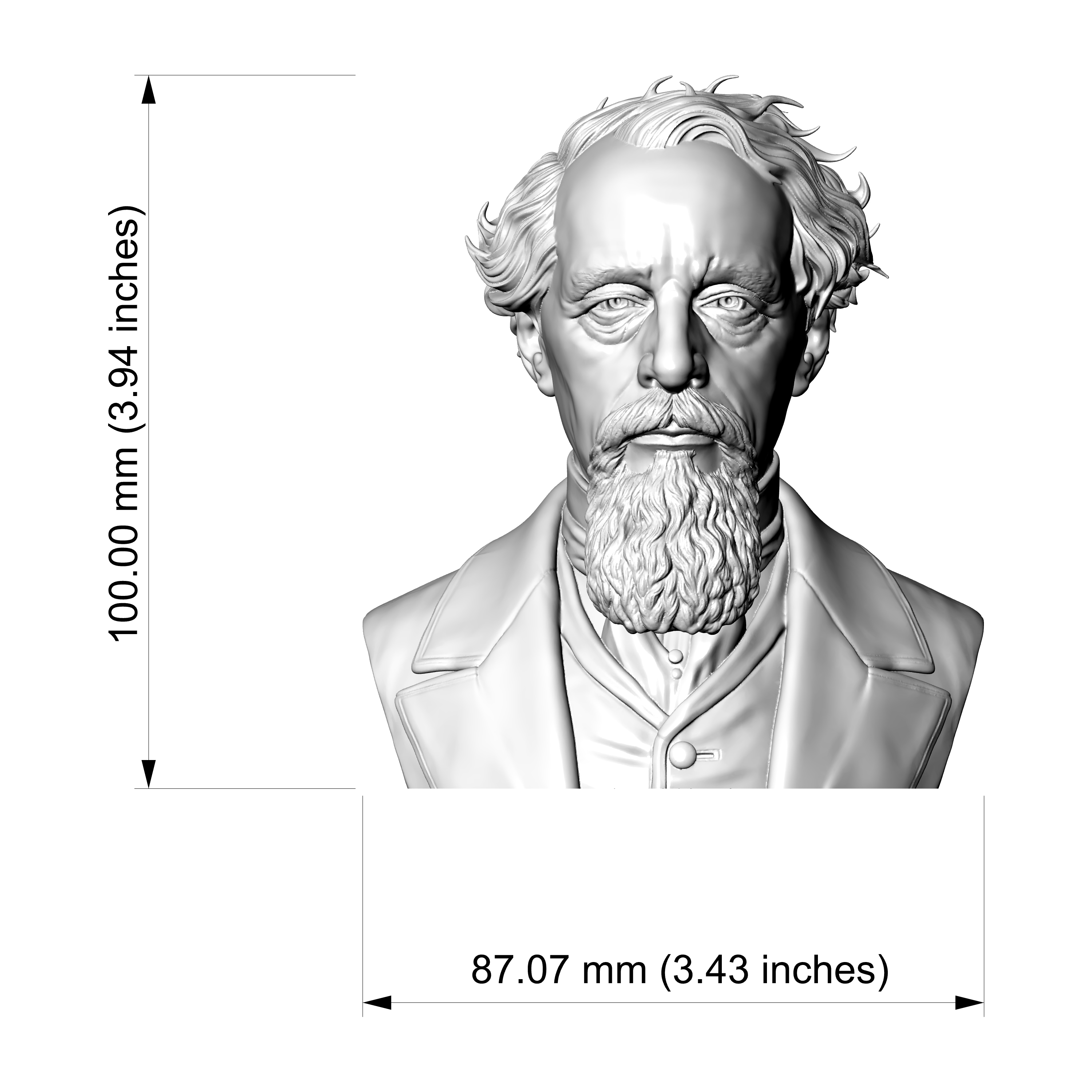 JMW Turner 3D Printable Bust 3D Model