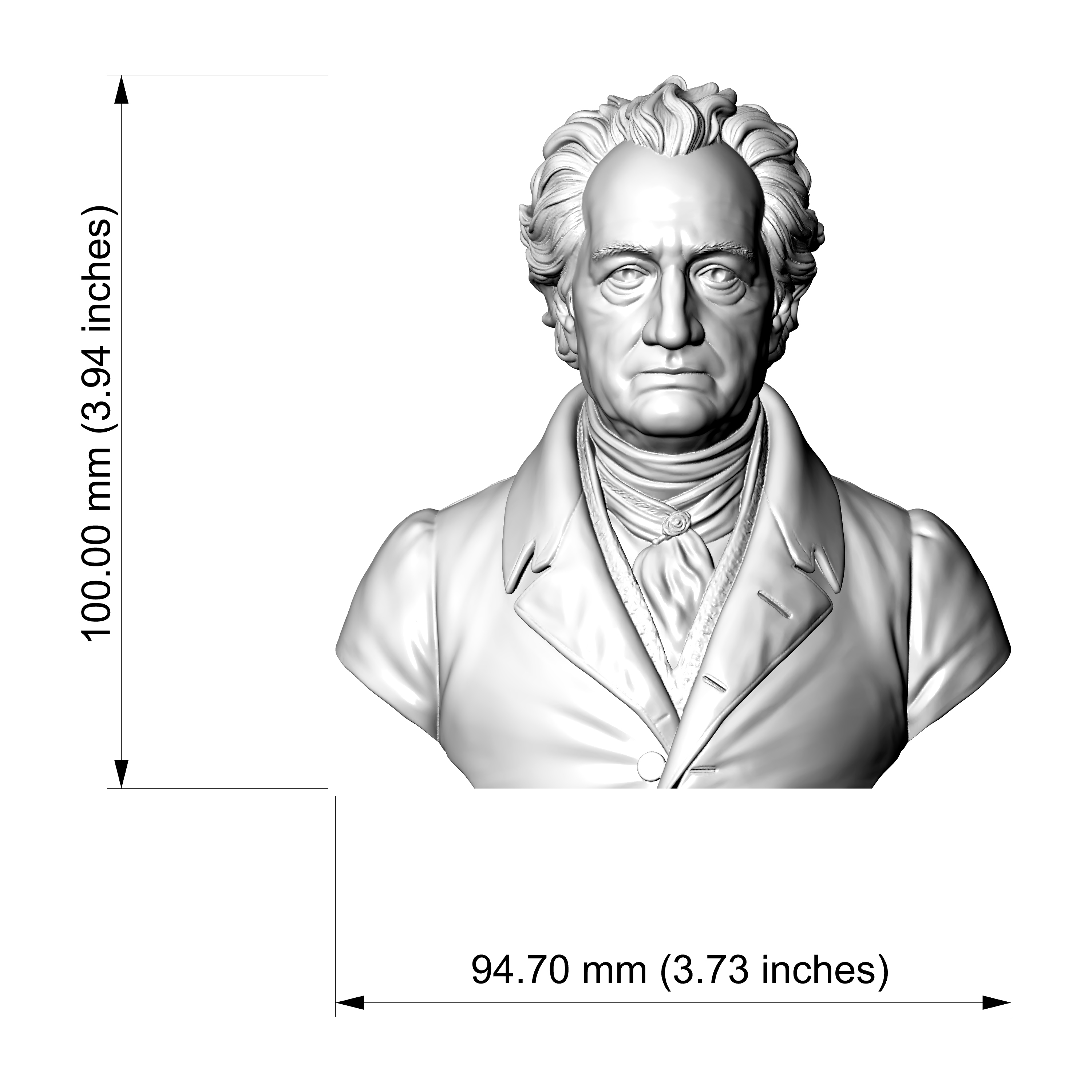 Johann Wolfgang von Goethe 3D Printable Bust 3D Model