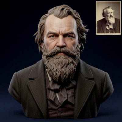 Johannes Brahms 3D Printable Bust