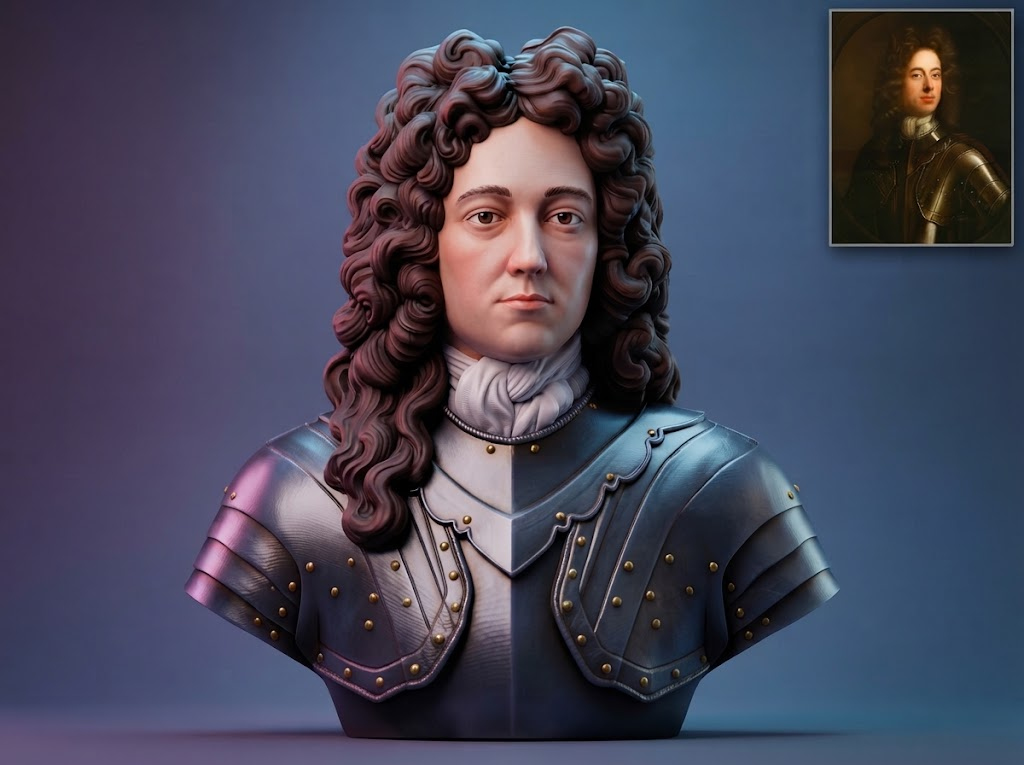 John Churchill Duke of Marlborough Historical Bust 3D Model