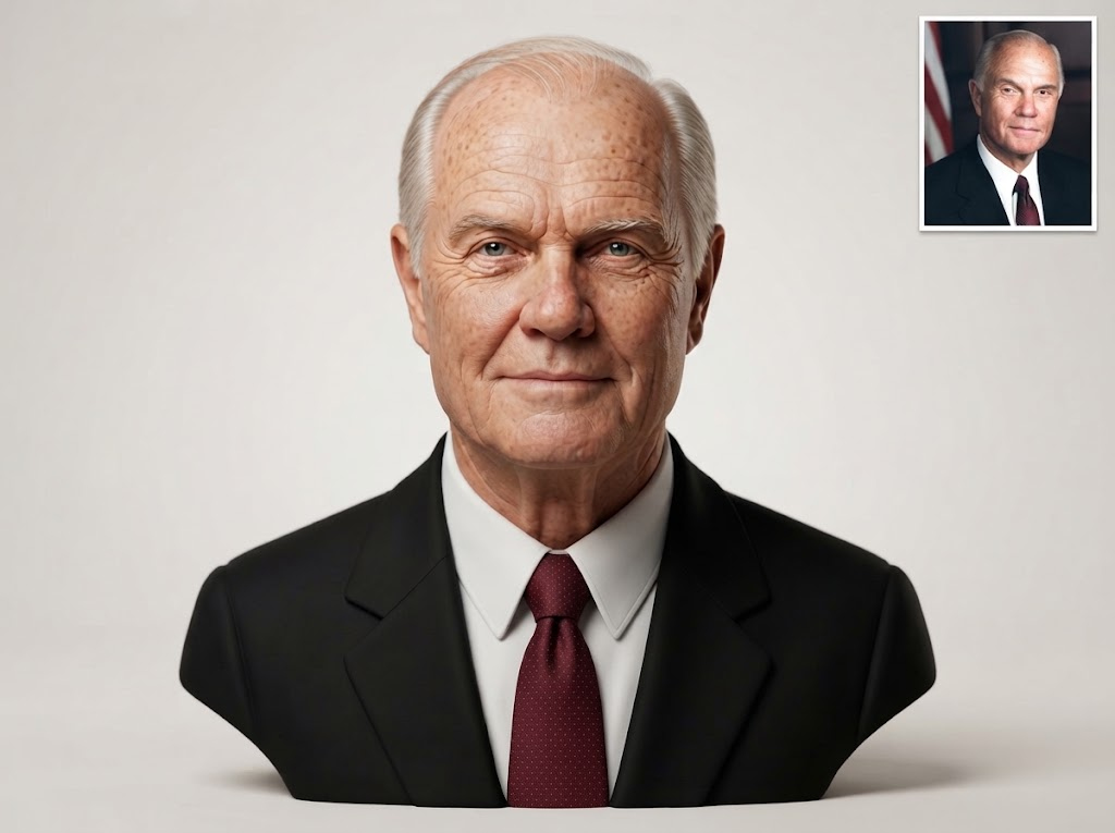 John Glenn US Astronaut and Senator Bust 3D Model