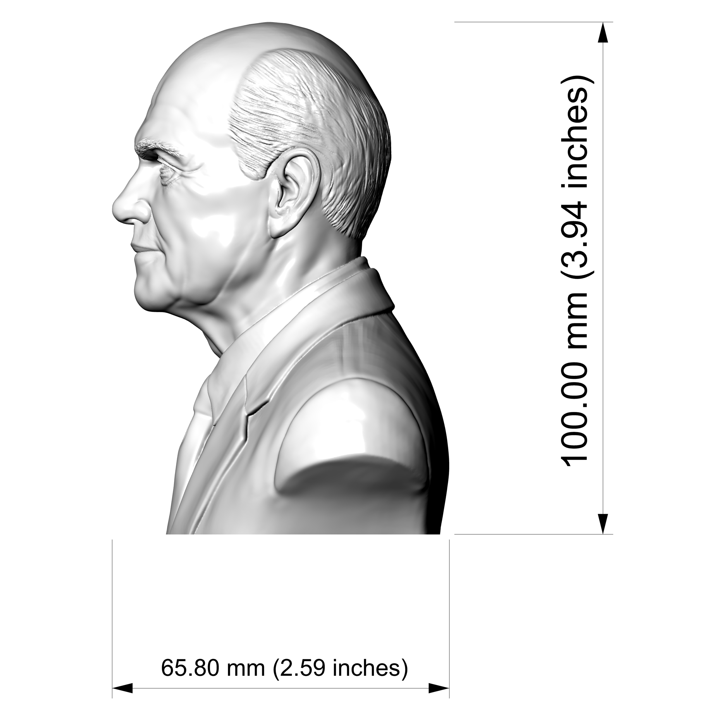 John Glenn US Astronaut and Senator Bust 3D Model