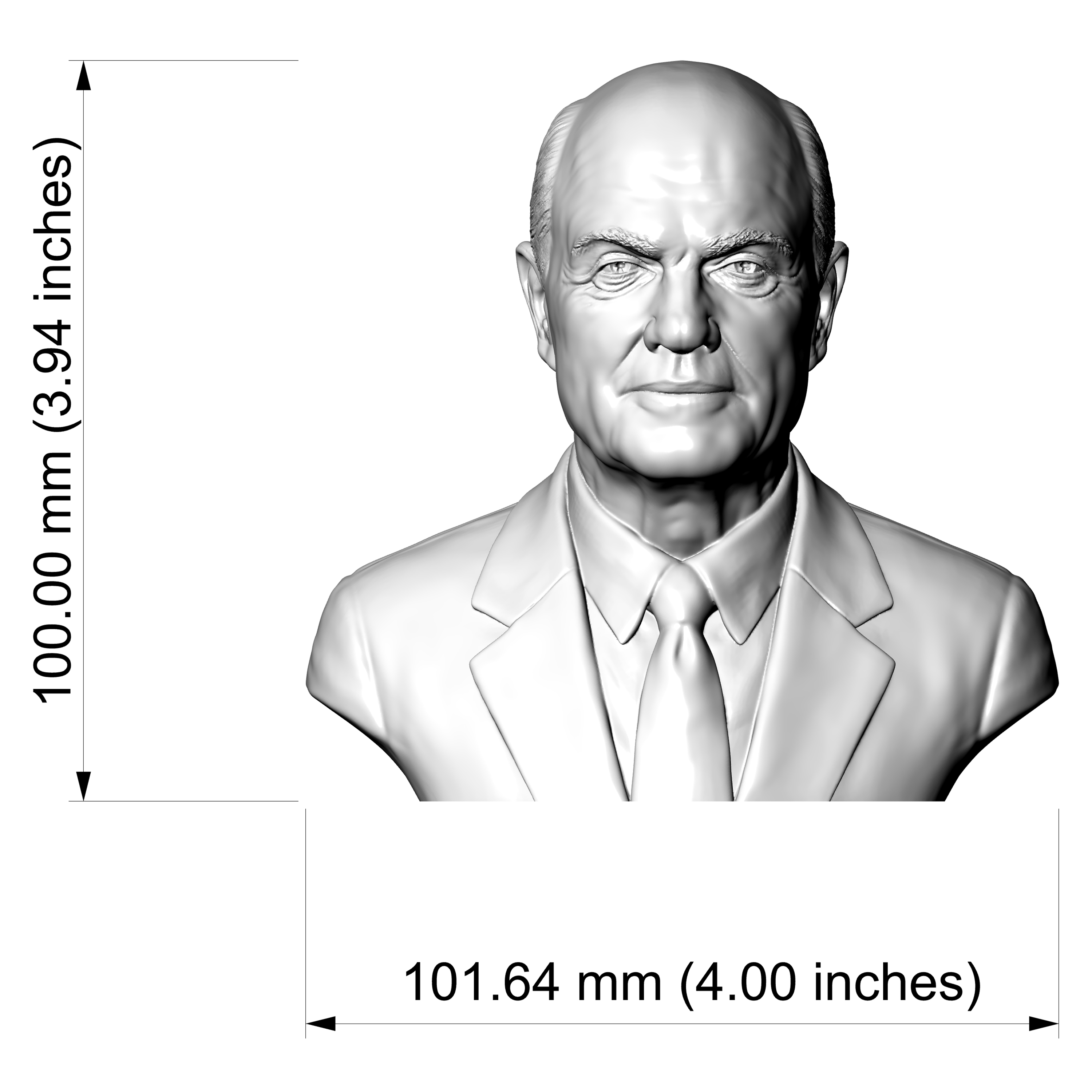 John Glenn US Astronaut and Senator Bust 3D Model
