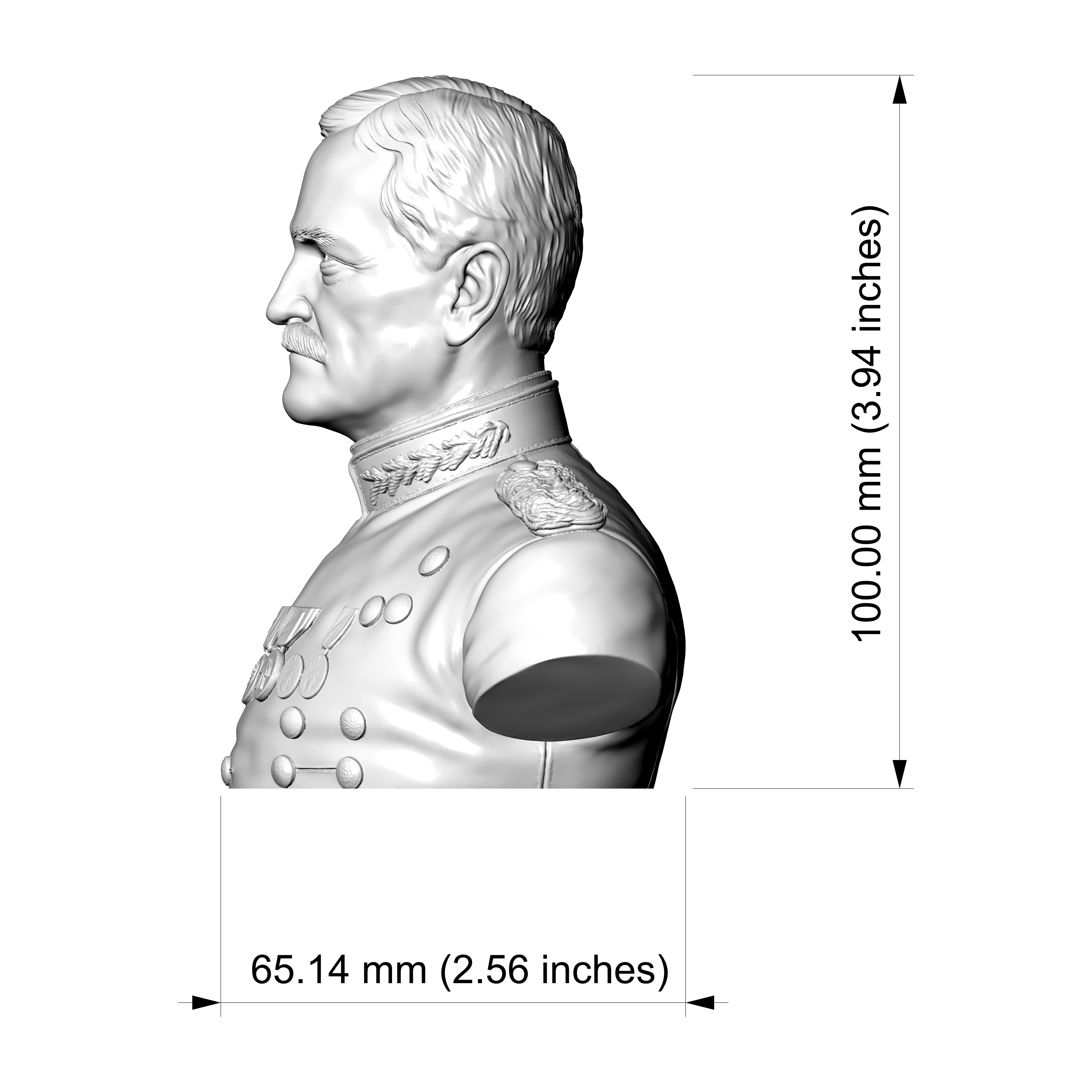 John J Pershing 3D Printable Bust 3D Model