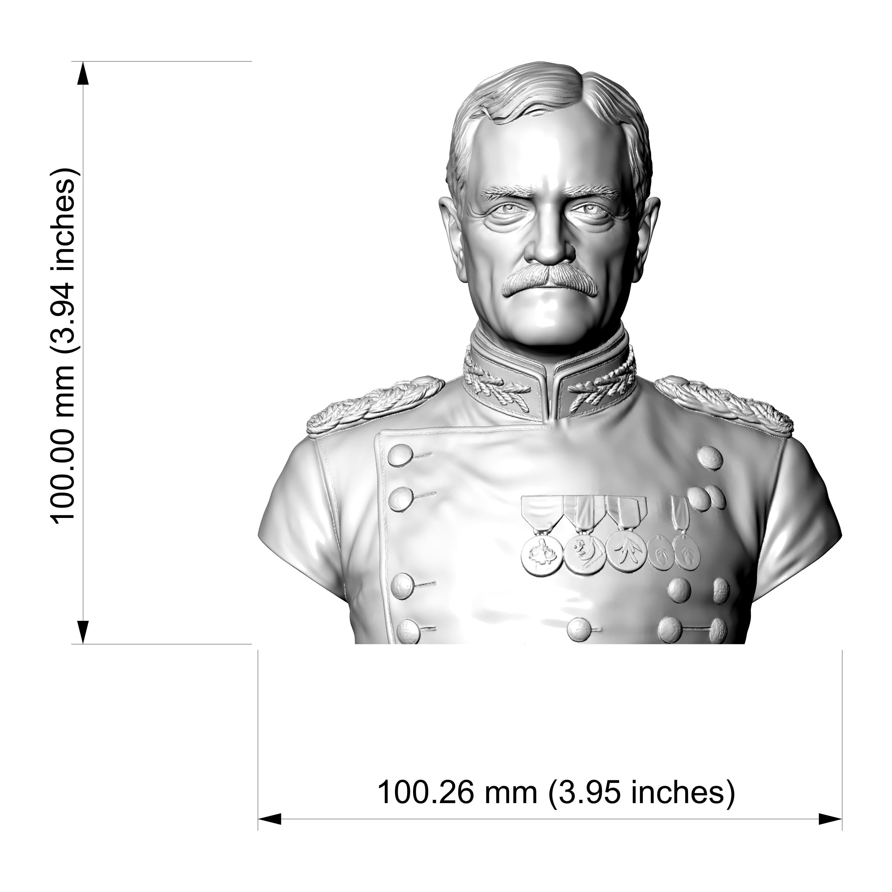 John J Pershing 3D Printable Bust 3D Model