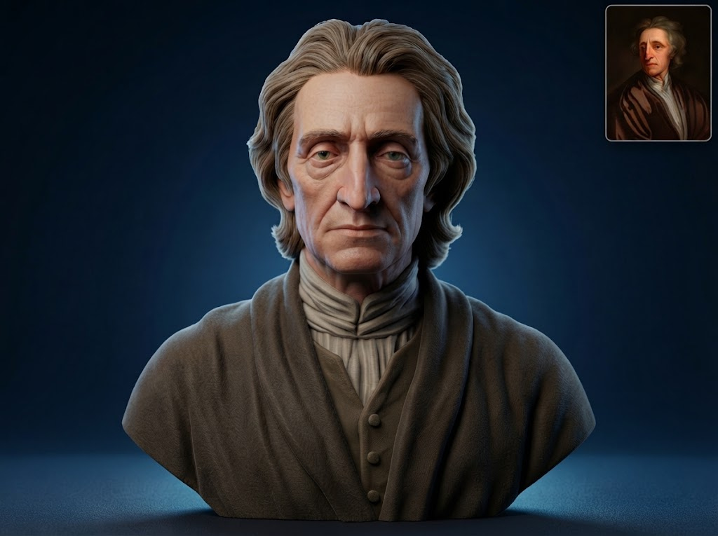 John Locke Bust 3D Printable Mode 3D Model