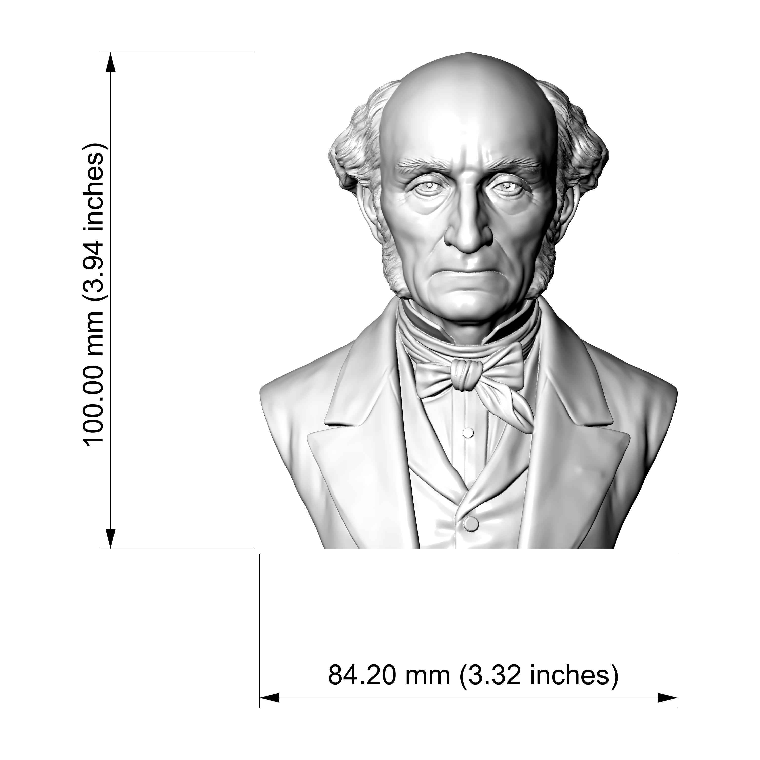 John Stuart Mill 3D Printable Bust 3D Model