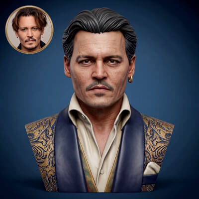 Johnny Depp 3D Printable Bust