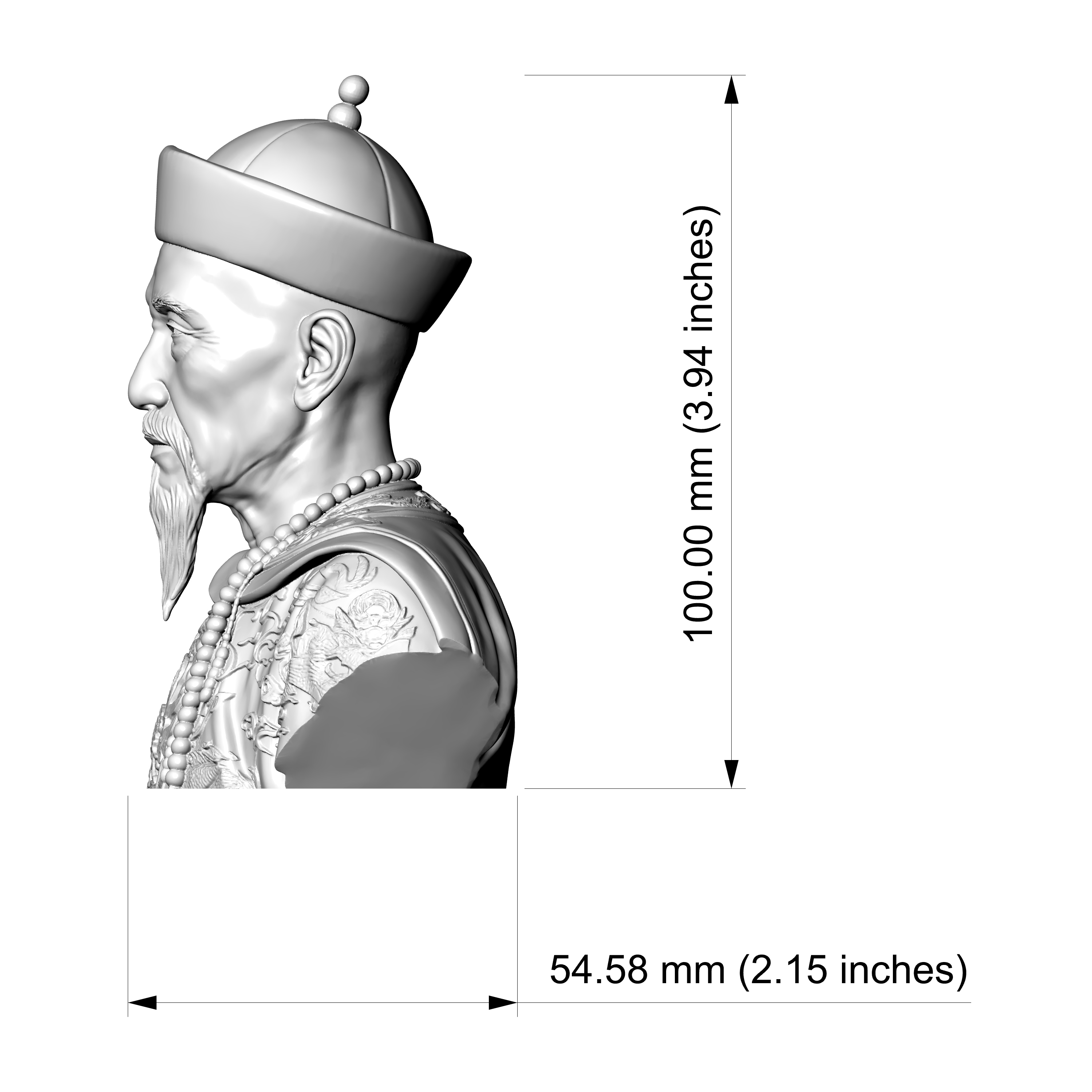 Kangxi Emperor Chinese Ruler 3D Printable Bust 3D Model