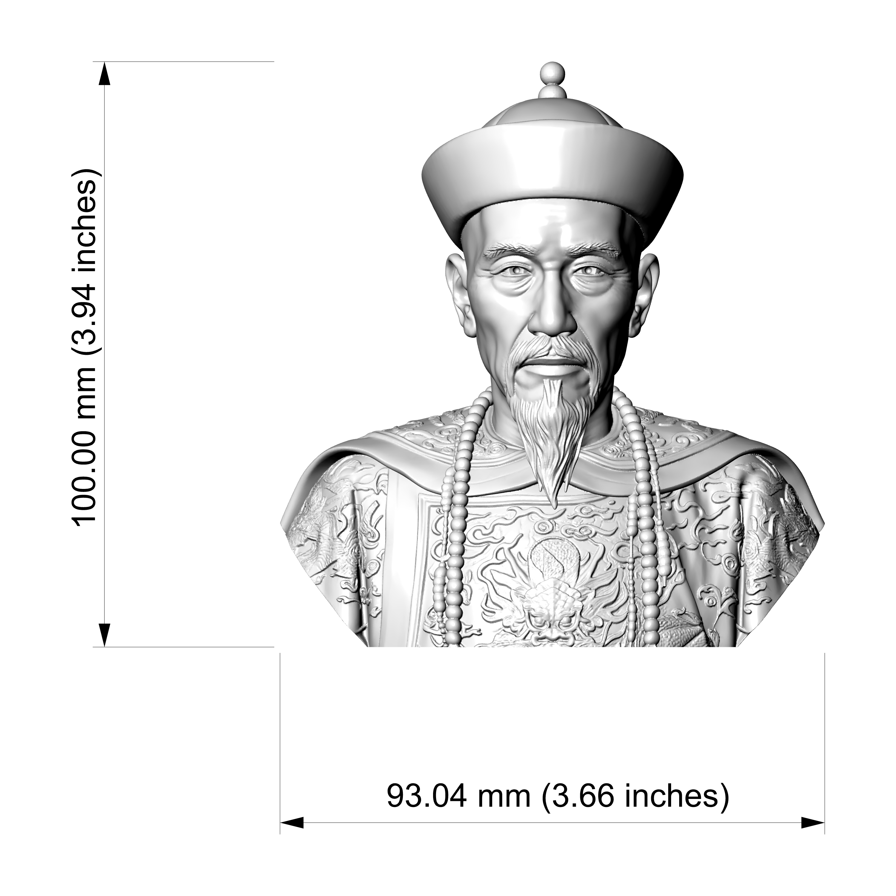 Kangxi Emperor Chinese Ruler 3D Printable Bust 3D Model