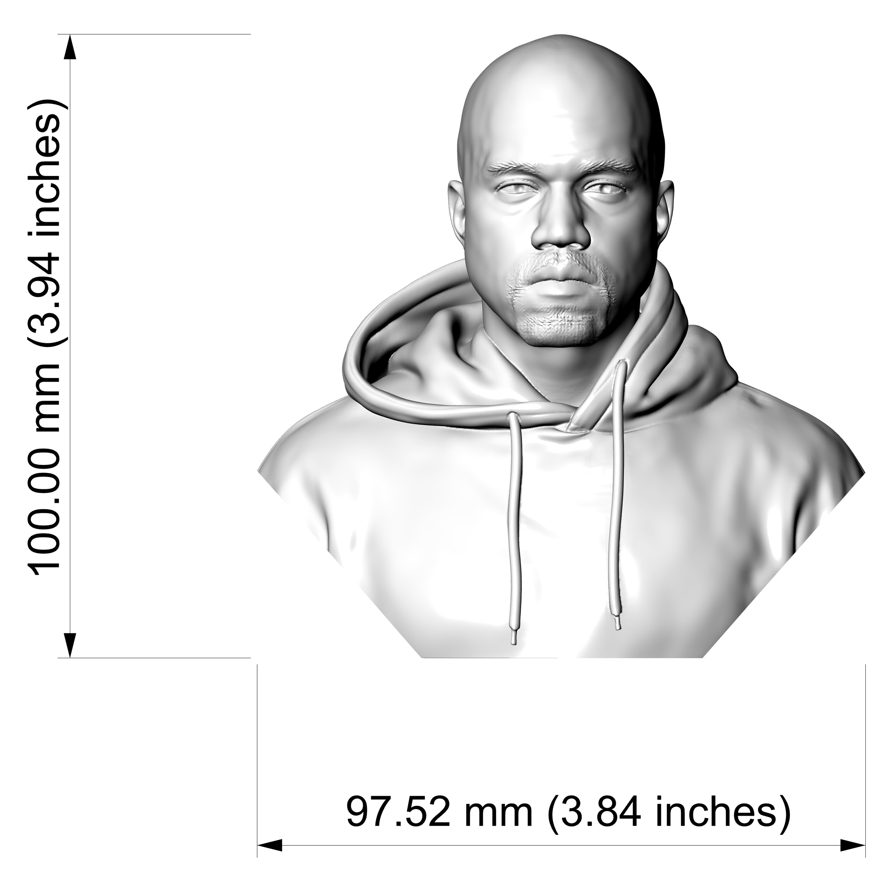 Kanye West 3D Printable Bust 3D Model