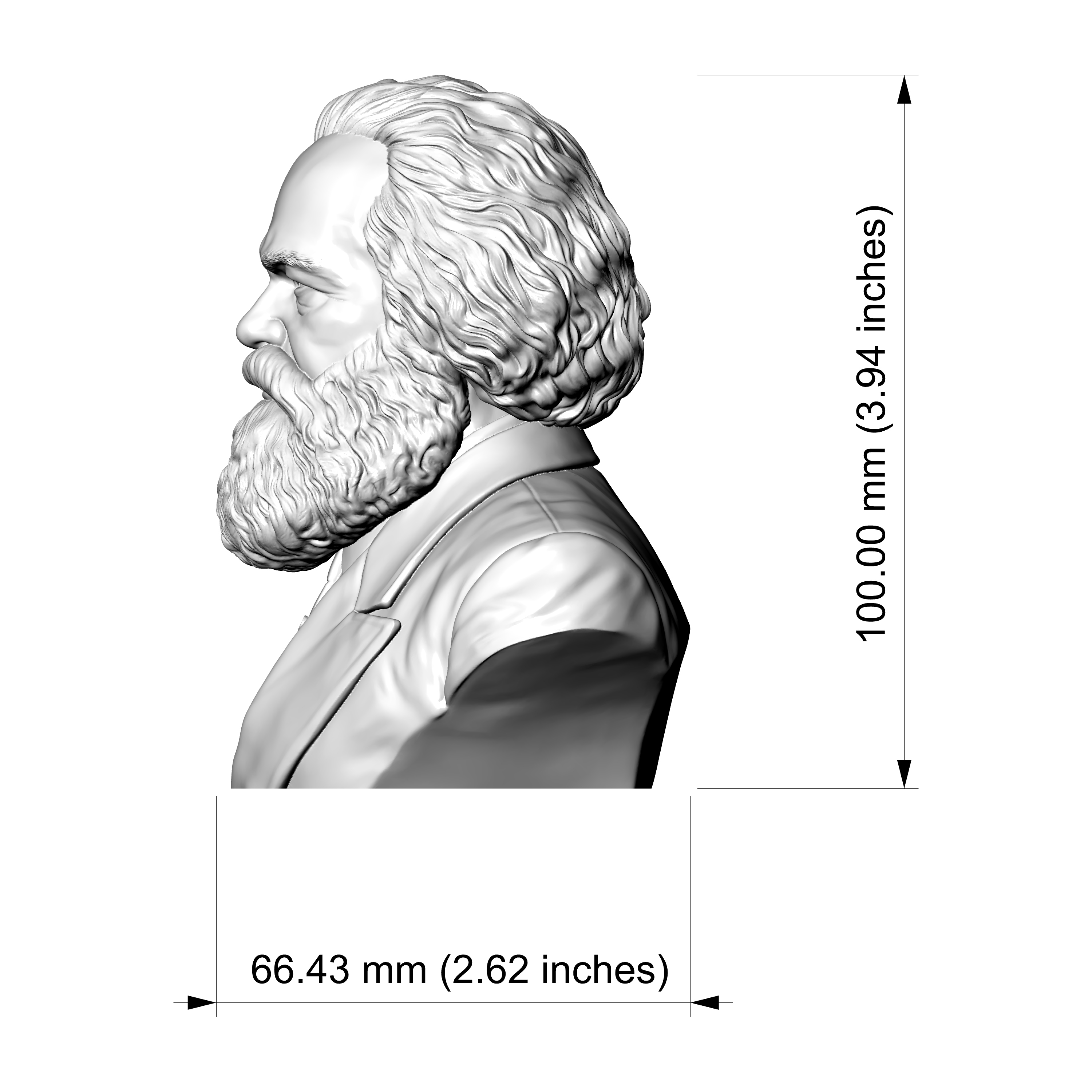 Karl Marx 3D Printable Bust 3D Model