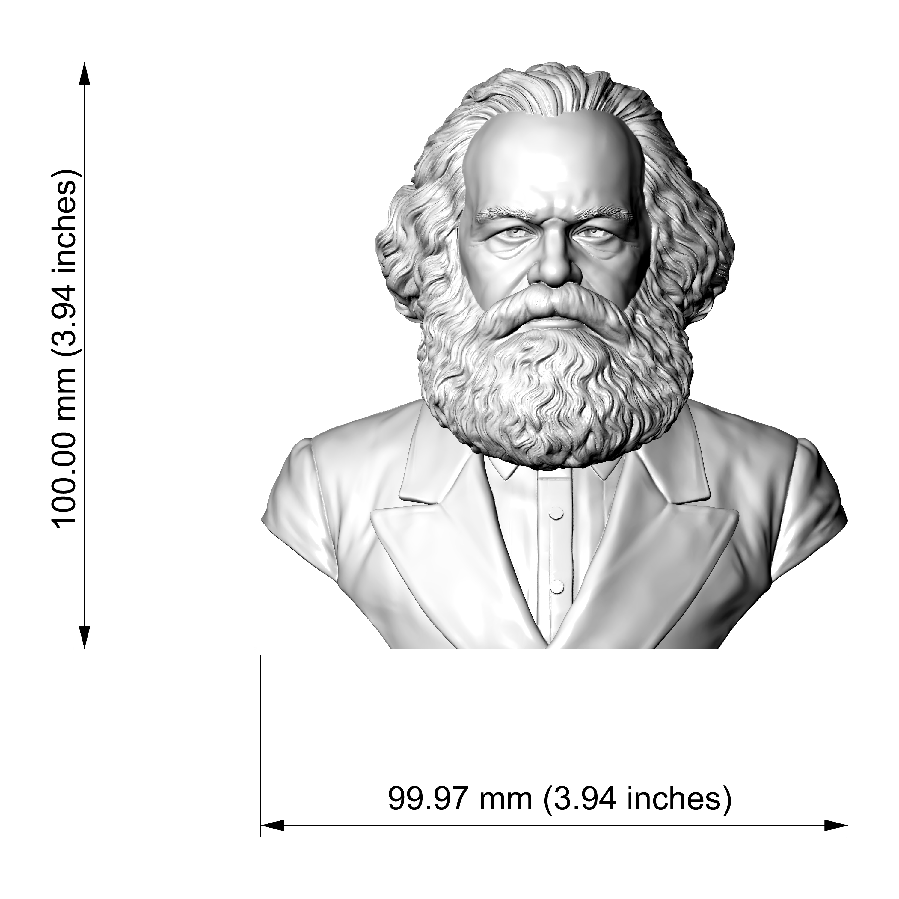 Karl Marx 3D Printable Bust 3D Model