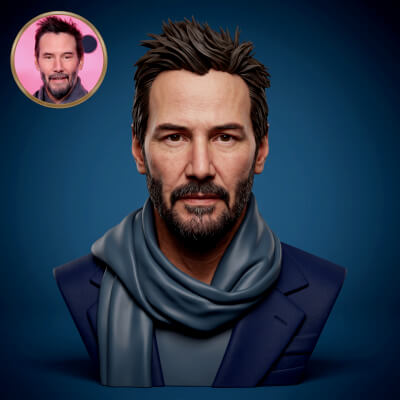 Keanu Reeves 3D Printable Bust