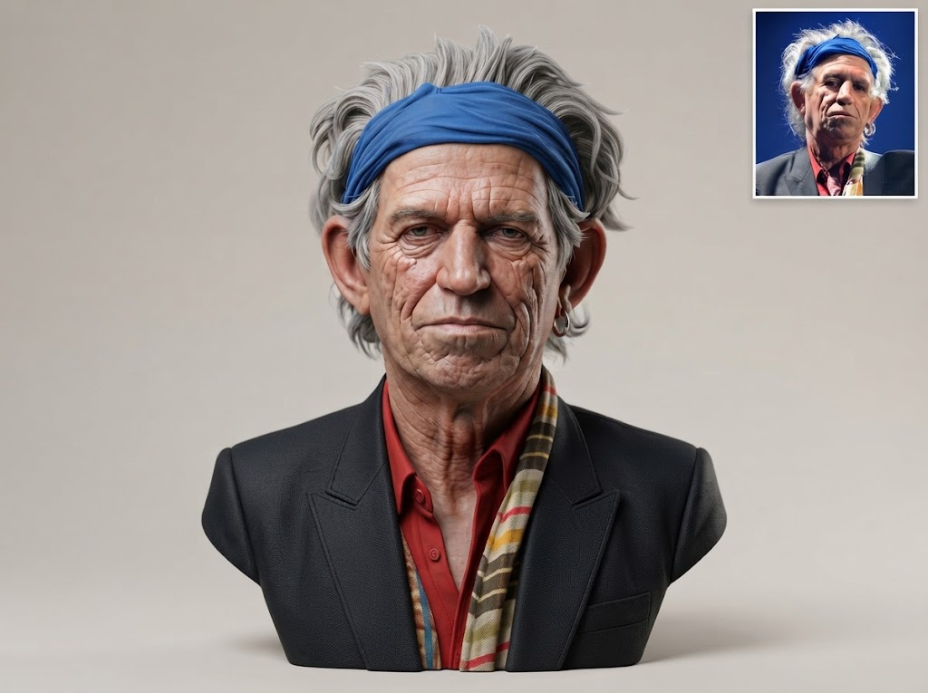 Keith Richards 3D Printable Bust 3D Model
