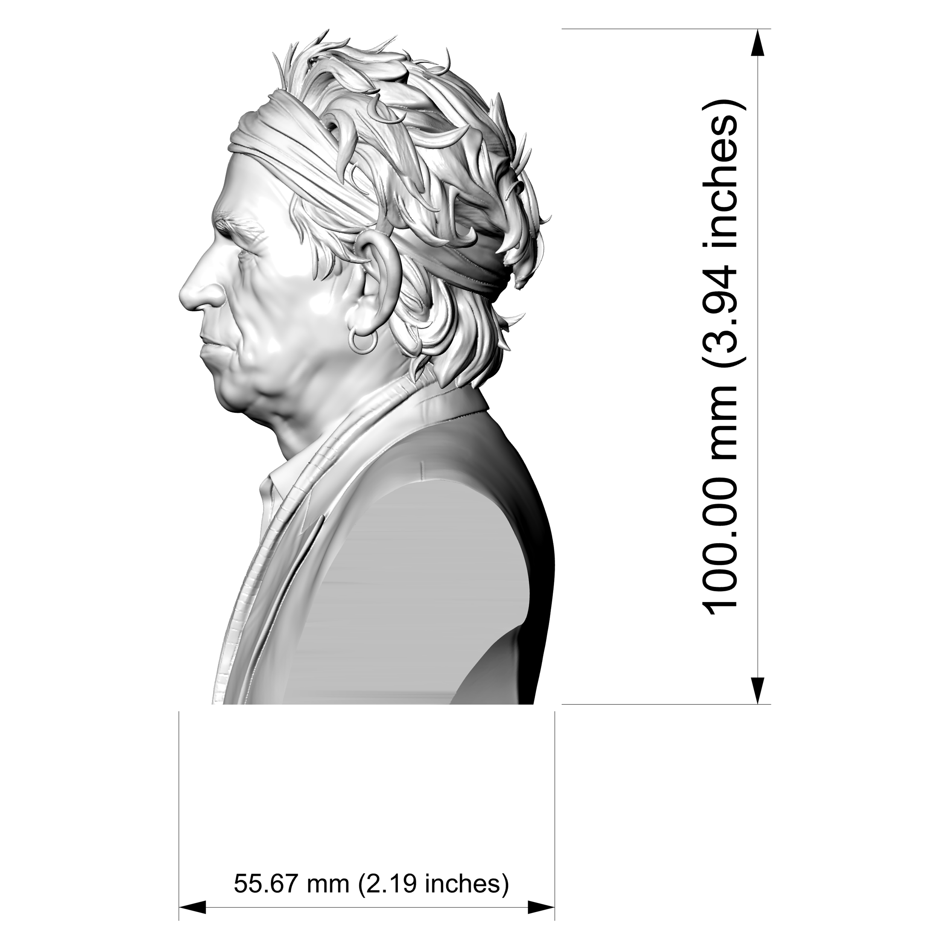 Keith Richards 3D Printable Bust 3D Model