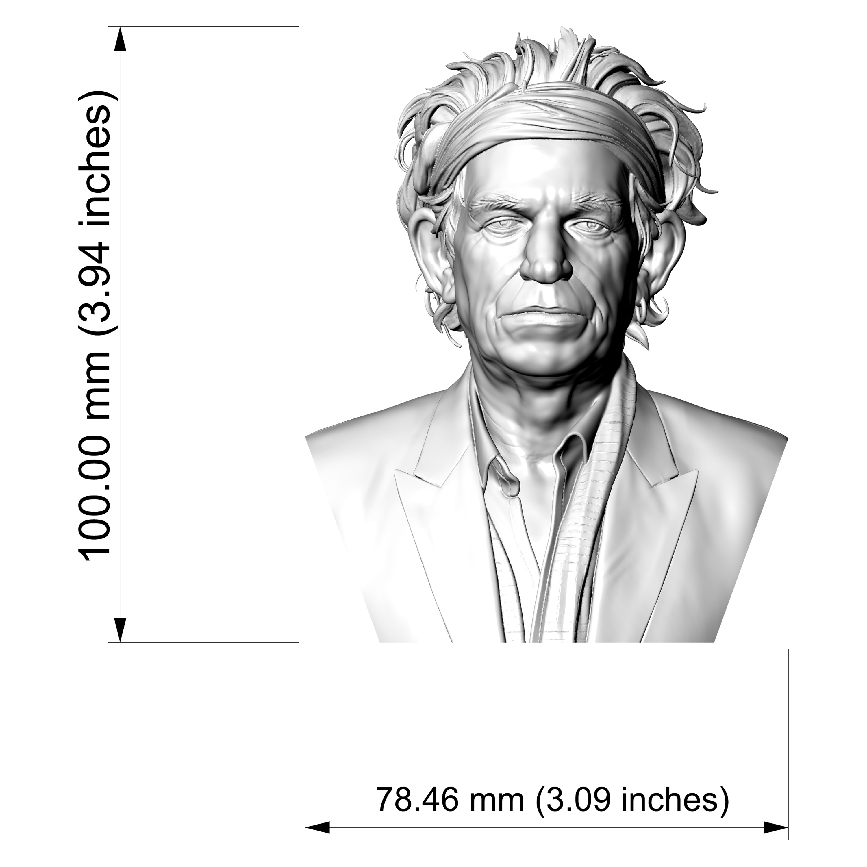 Keith Richards 3D Printable Bust 3D Model