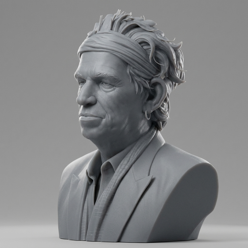Keith Richards 3D Printable Bust 3D Model