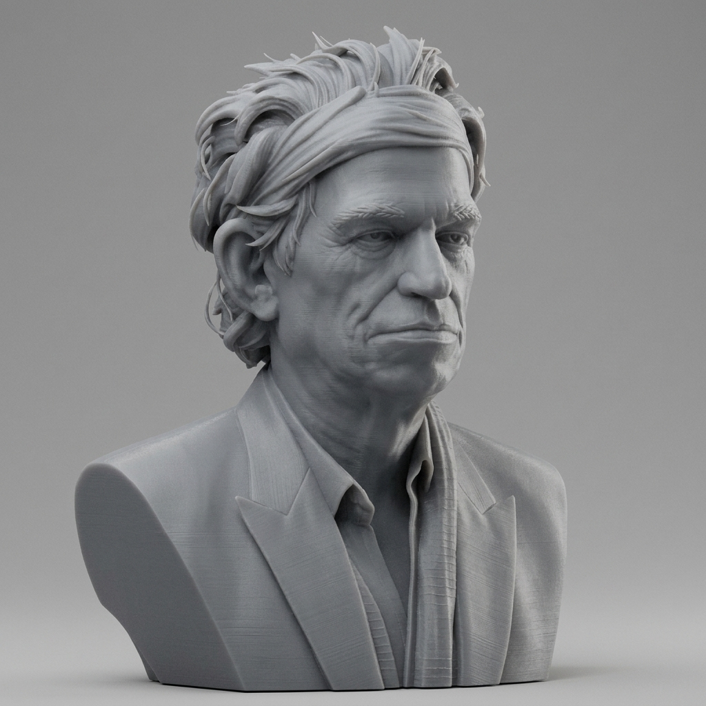 Keith Richards 3D Printable Bust 3D Model