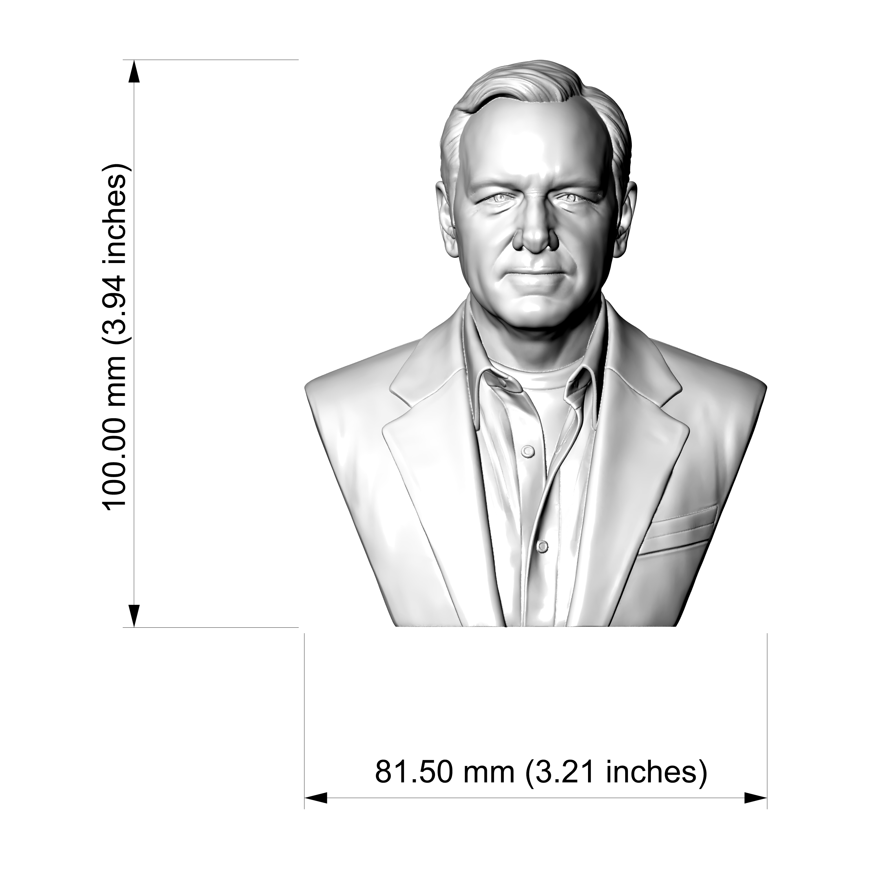 Kevin Spacey 3D Printable Bust 3D Model
