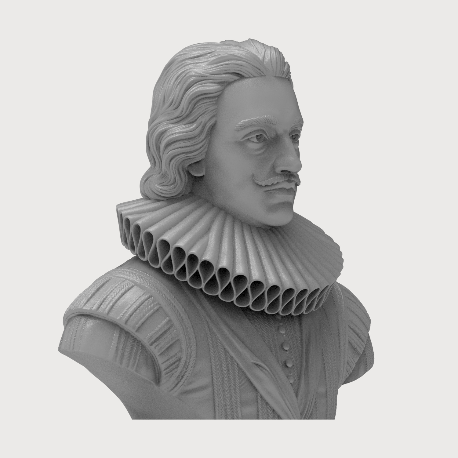 King Charles I of England Portrait Bust 3D Model