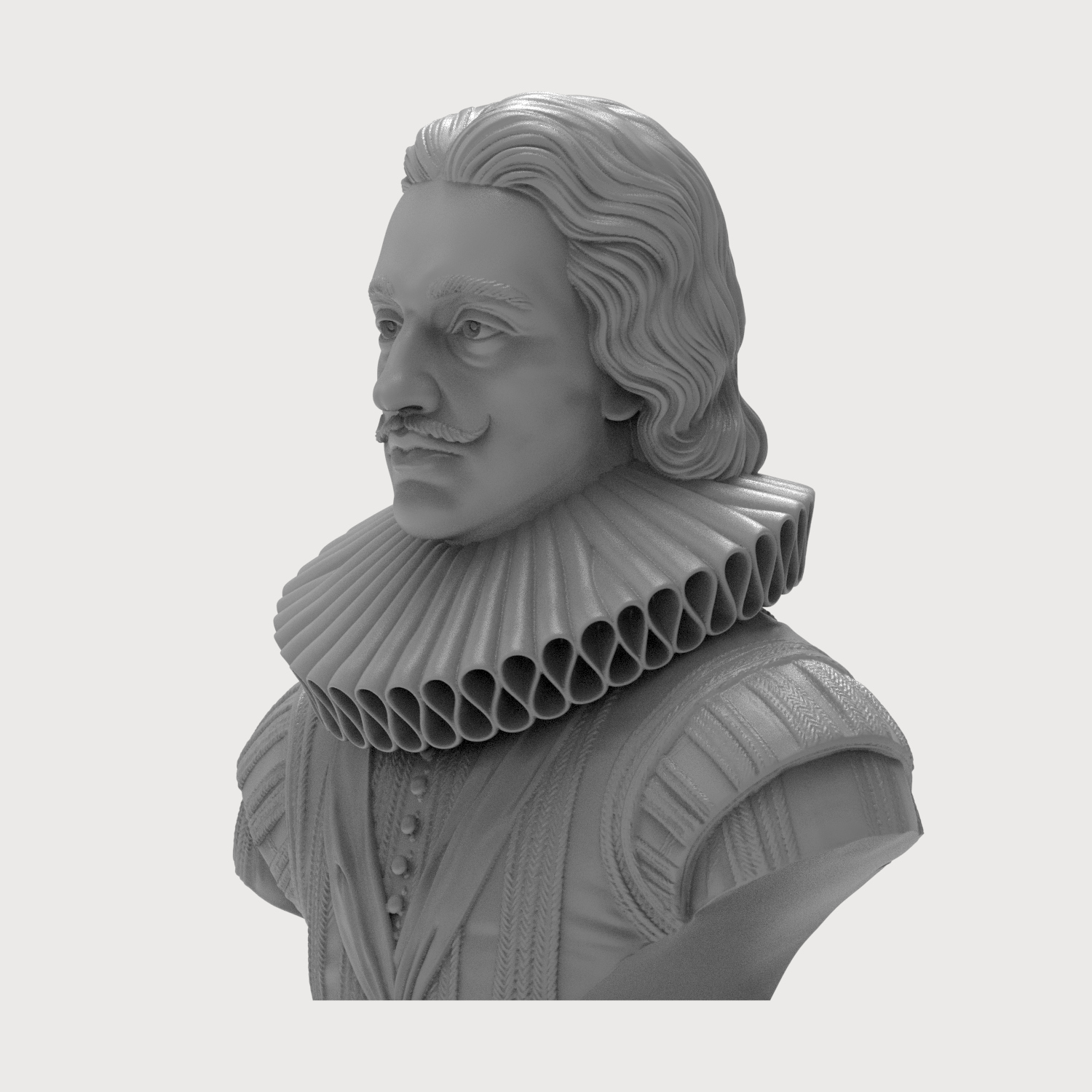 King Charles I of England Portrait Bust 3D Model