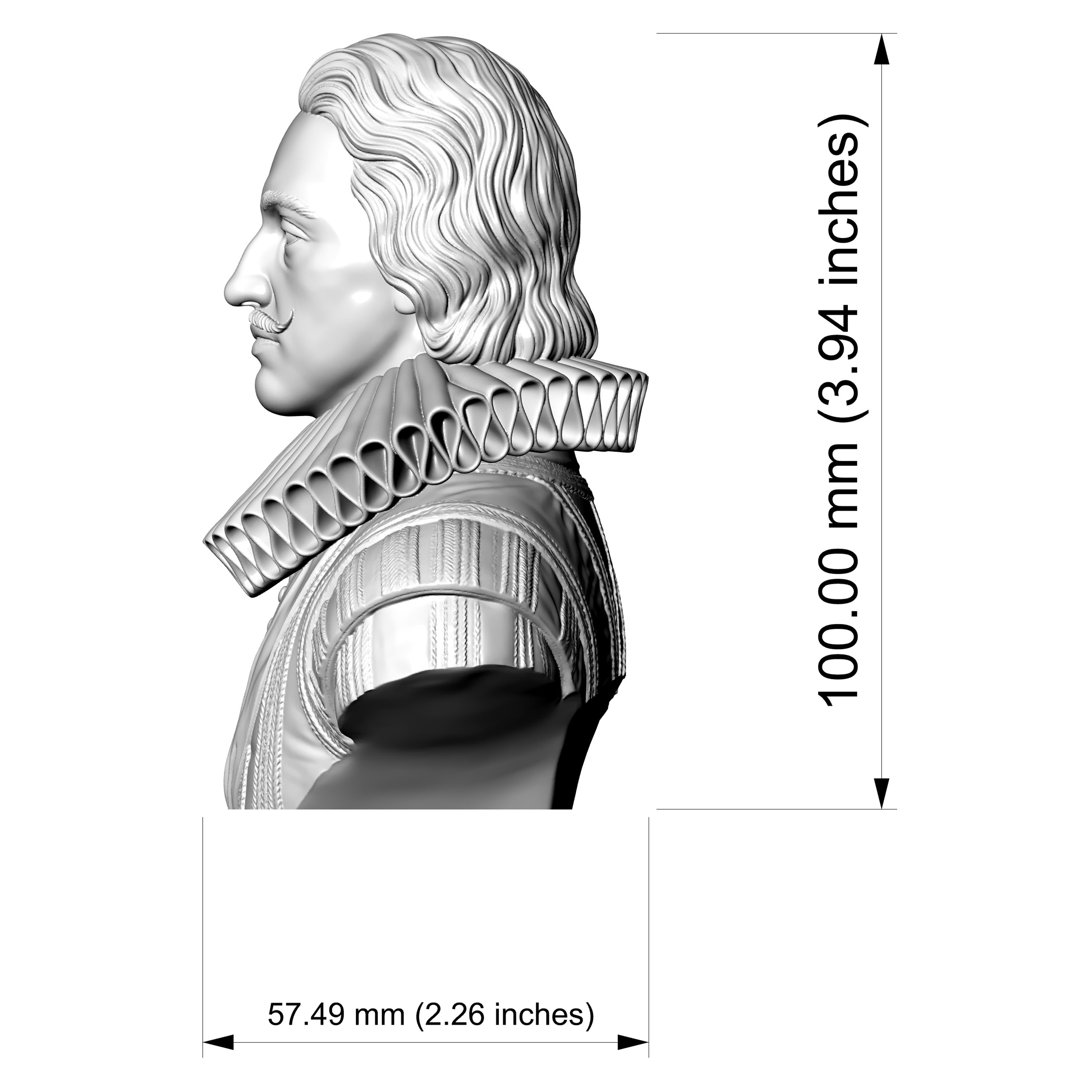 King Charles I of England Portrait Bust 3D Model