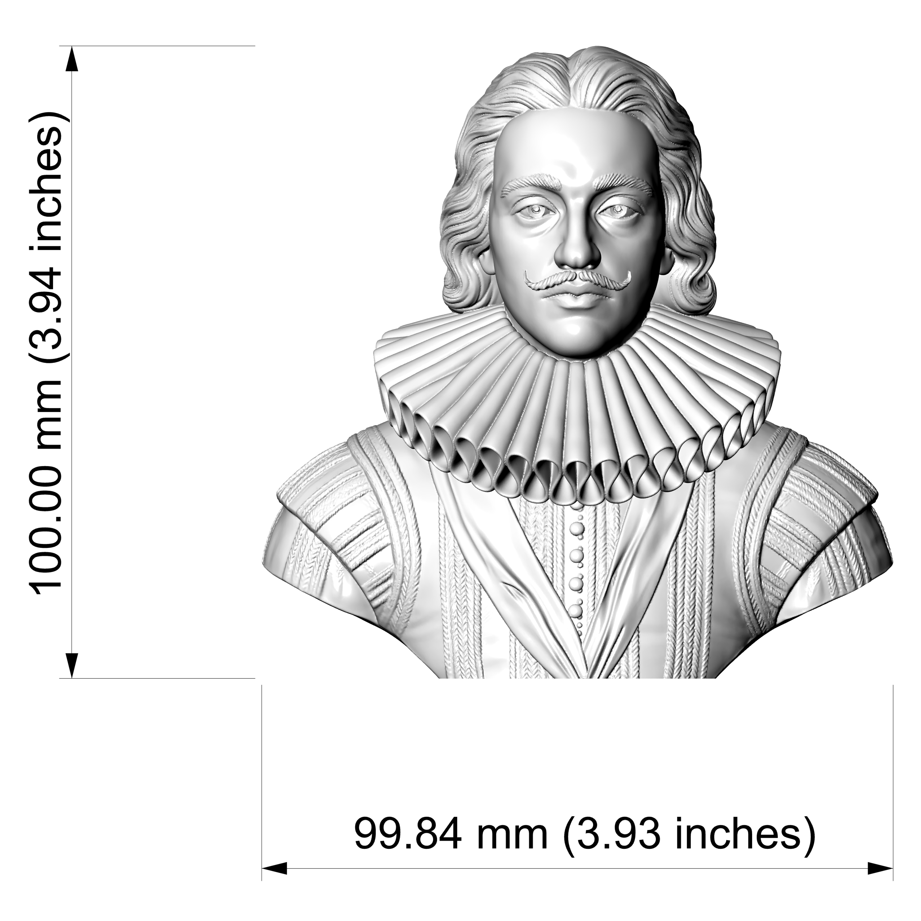 King Charles I of England Portrait Bust 3D Model