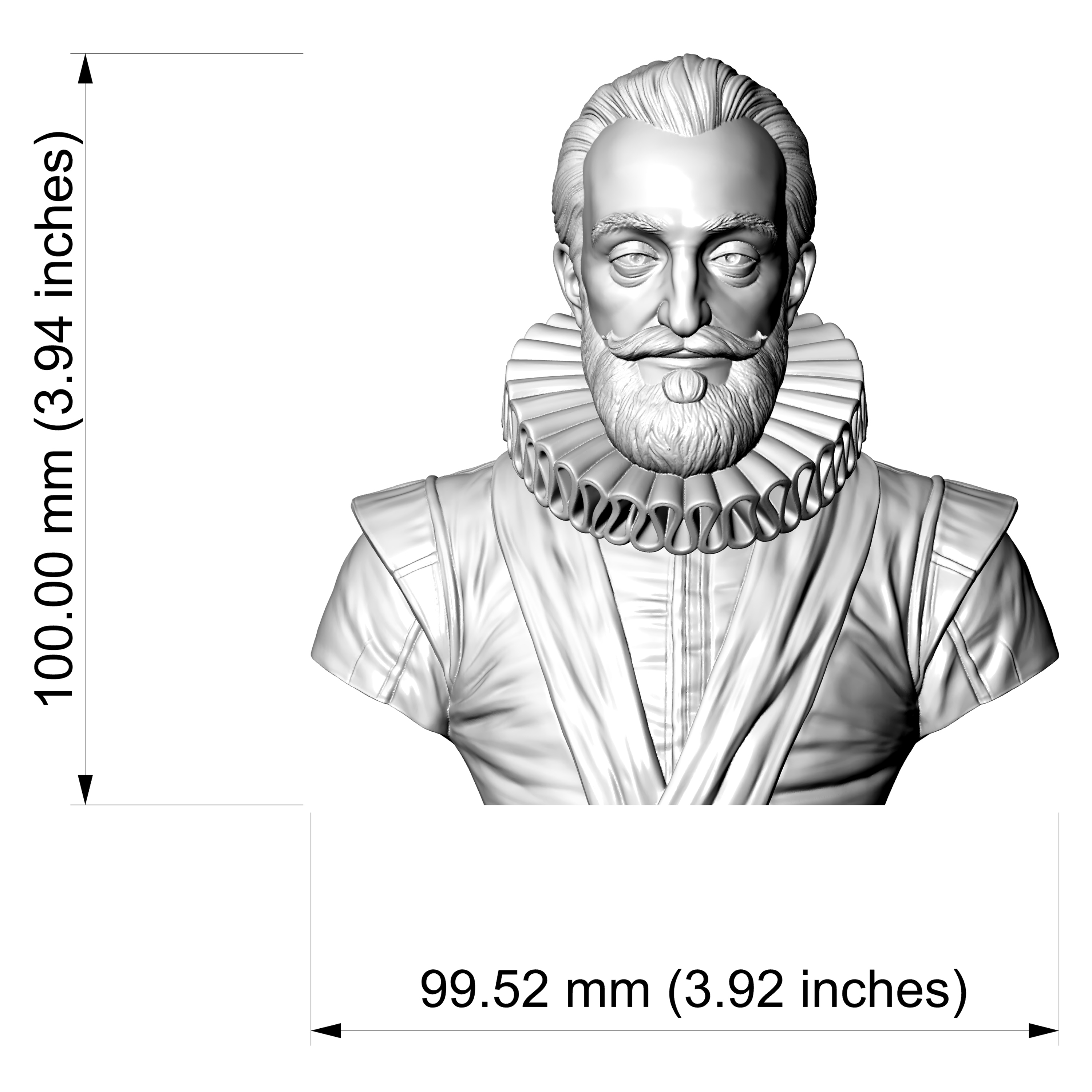 King Henry IV of France Portrait Bust 3D Model