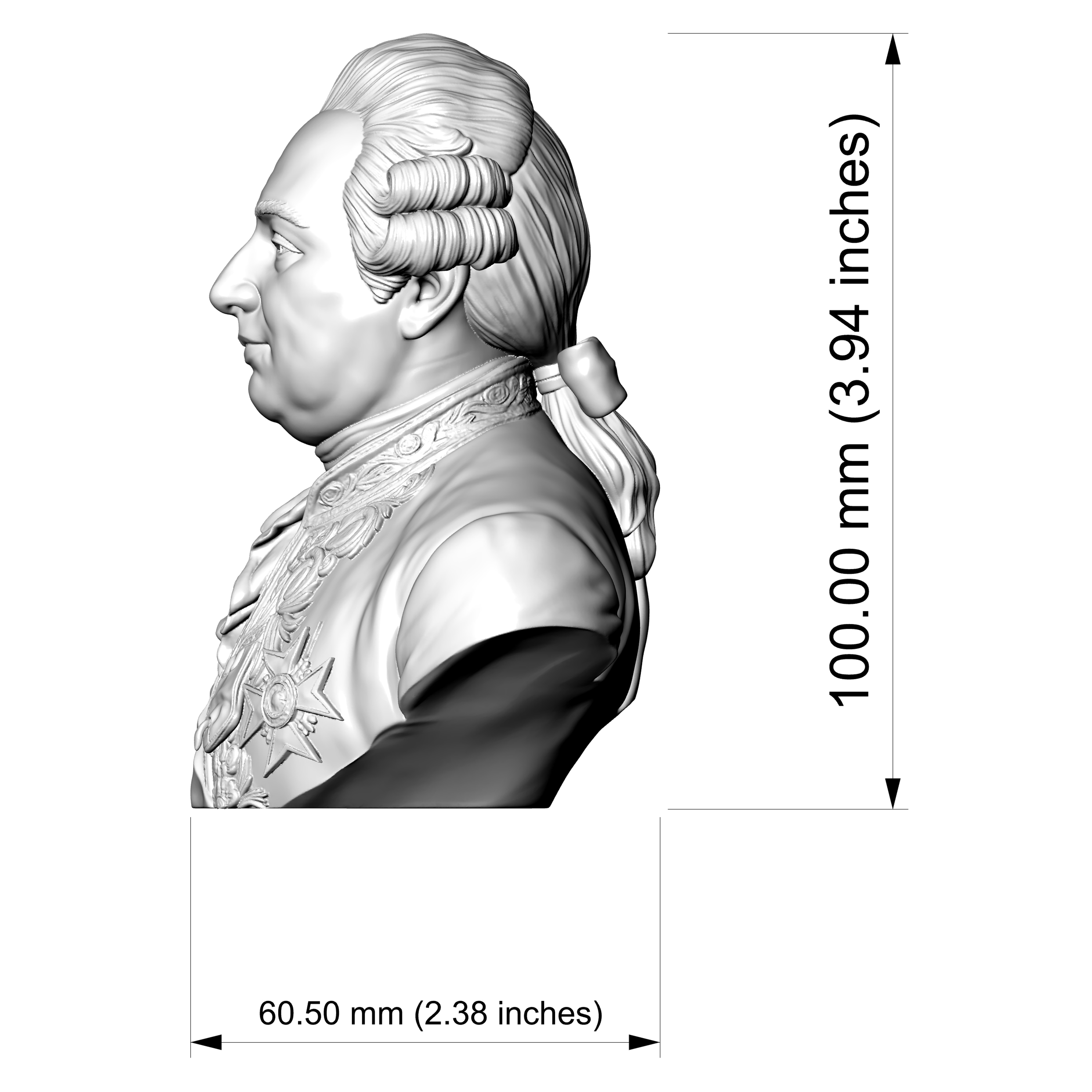 King Louis XVI of France Portrait Bust 3D Model