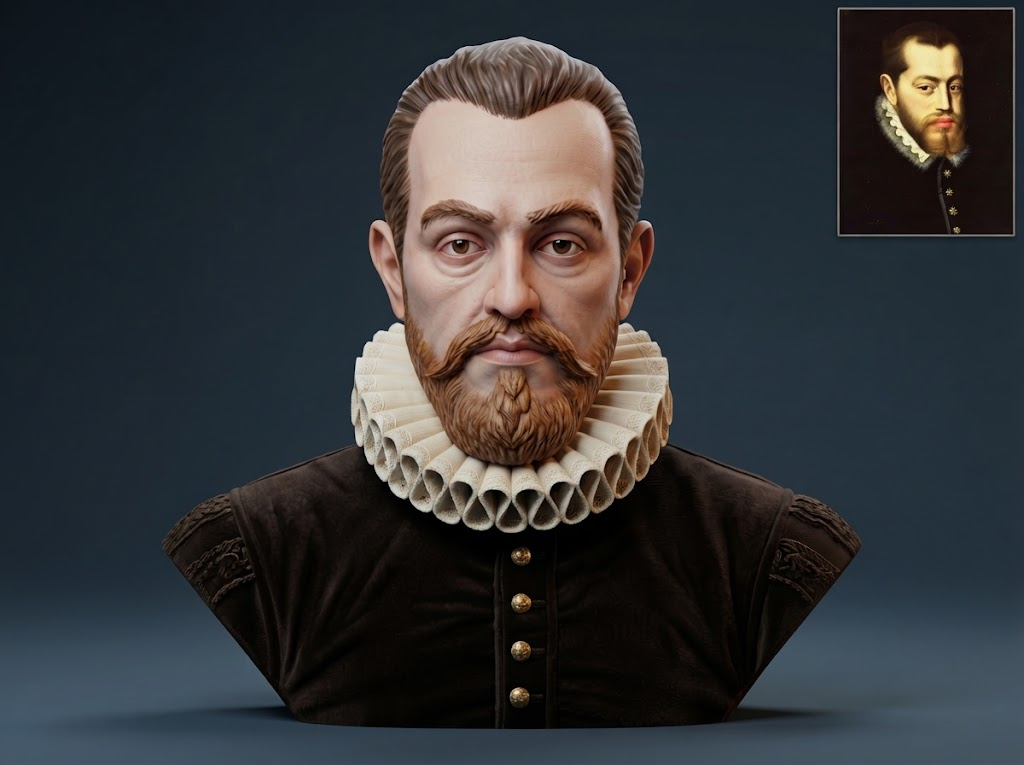King Philip II of Spain Portrait Bust 3D Model