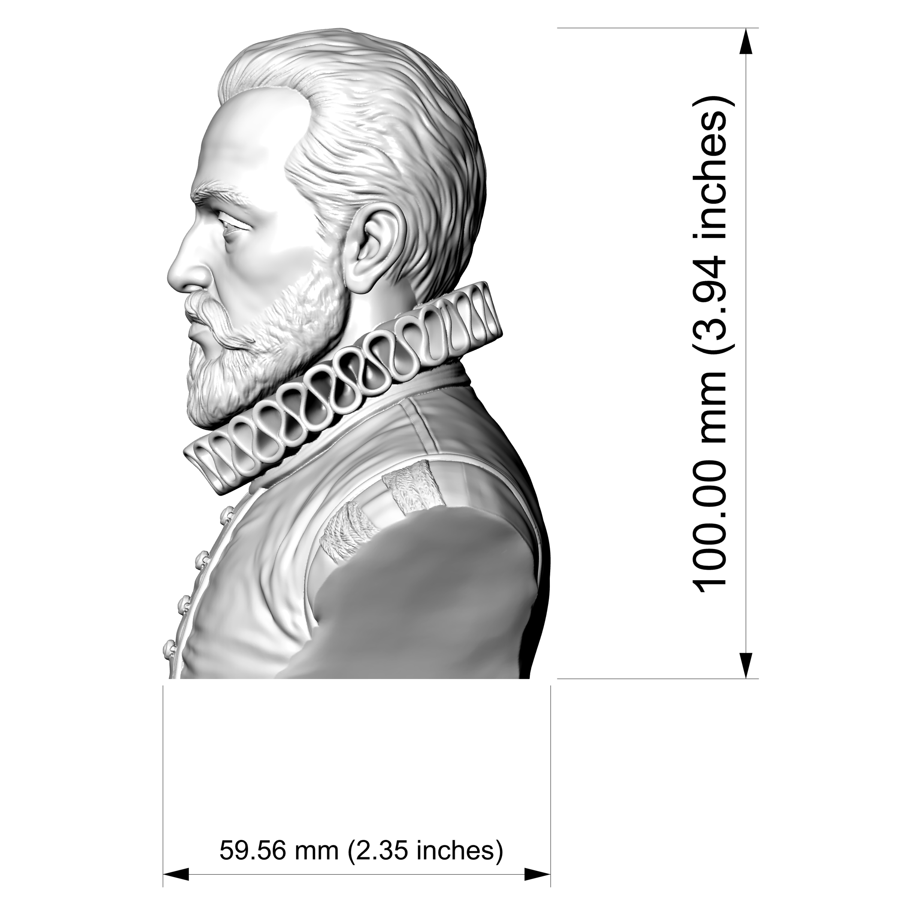 King Philip II of Spain Portrait Bust 3D Model