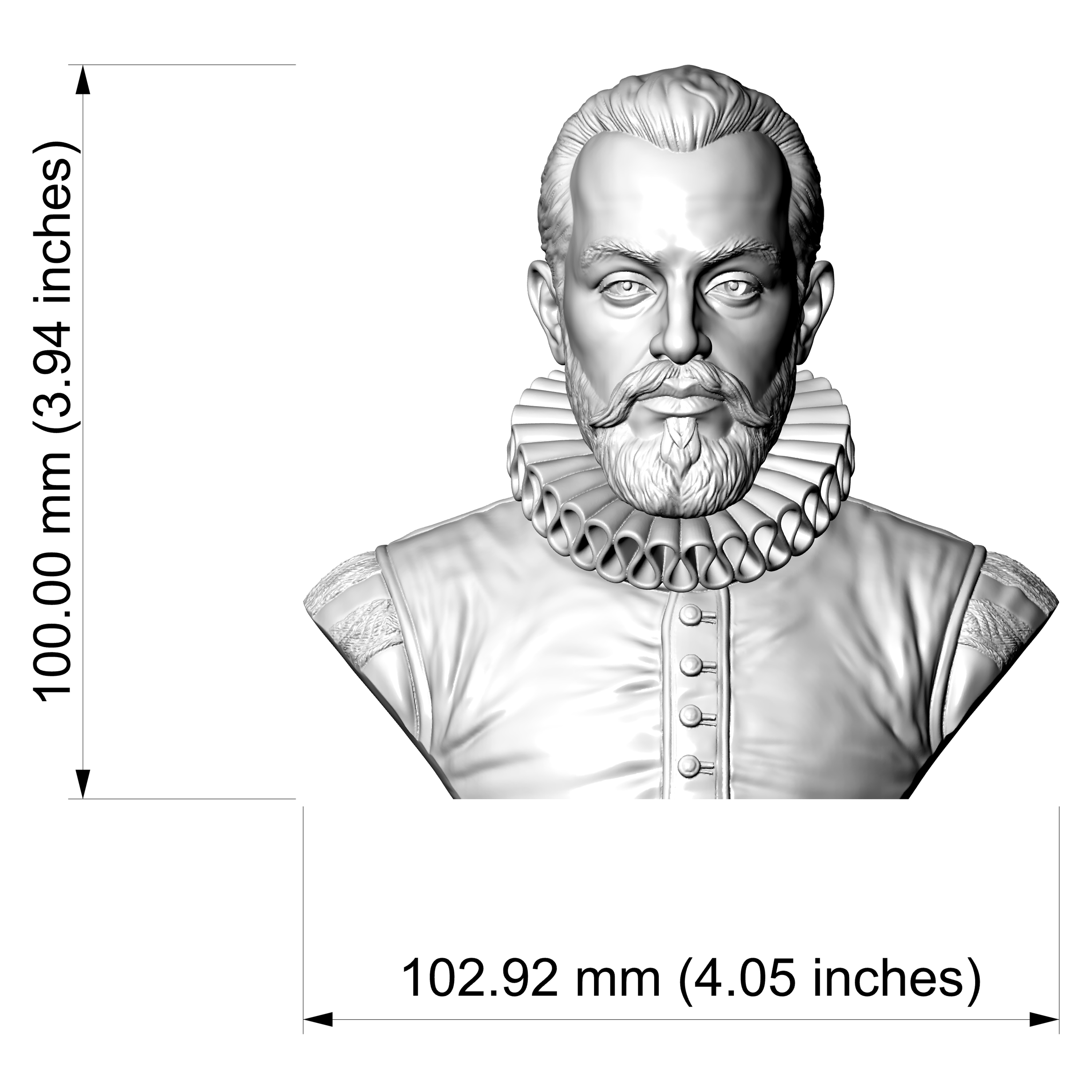 King Philip II of Spain Portrait Bust 3D Model