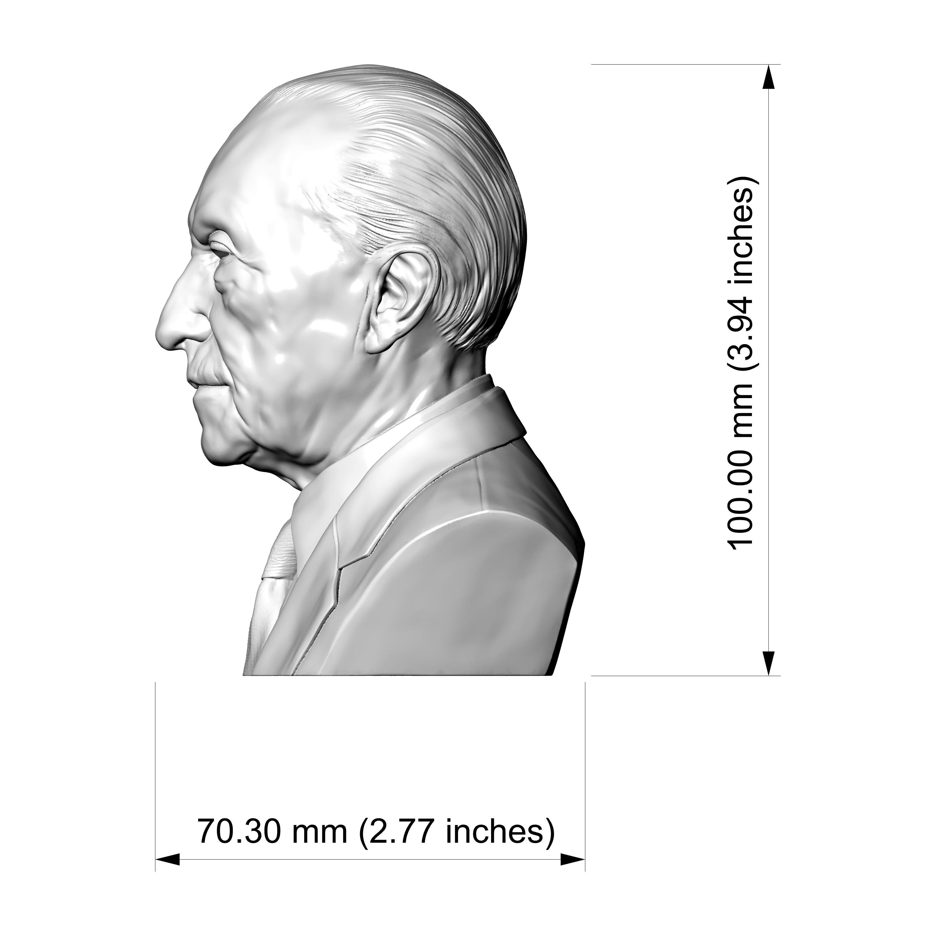 Konrad Adenauer 3D Printable Bust 3D Model
