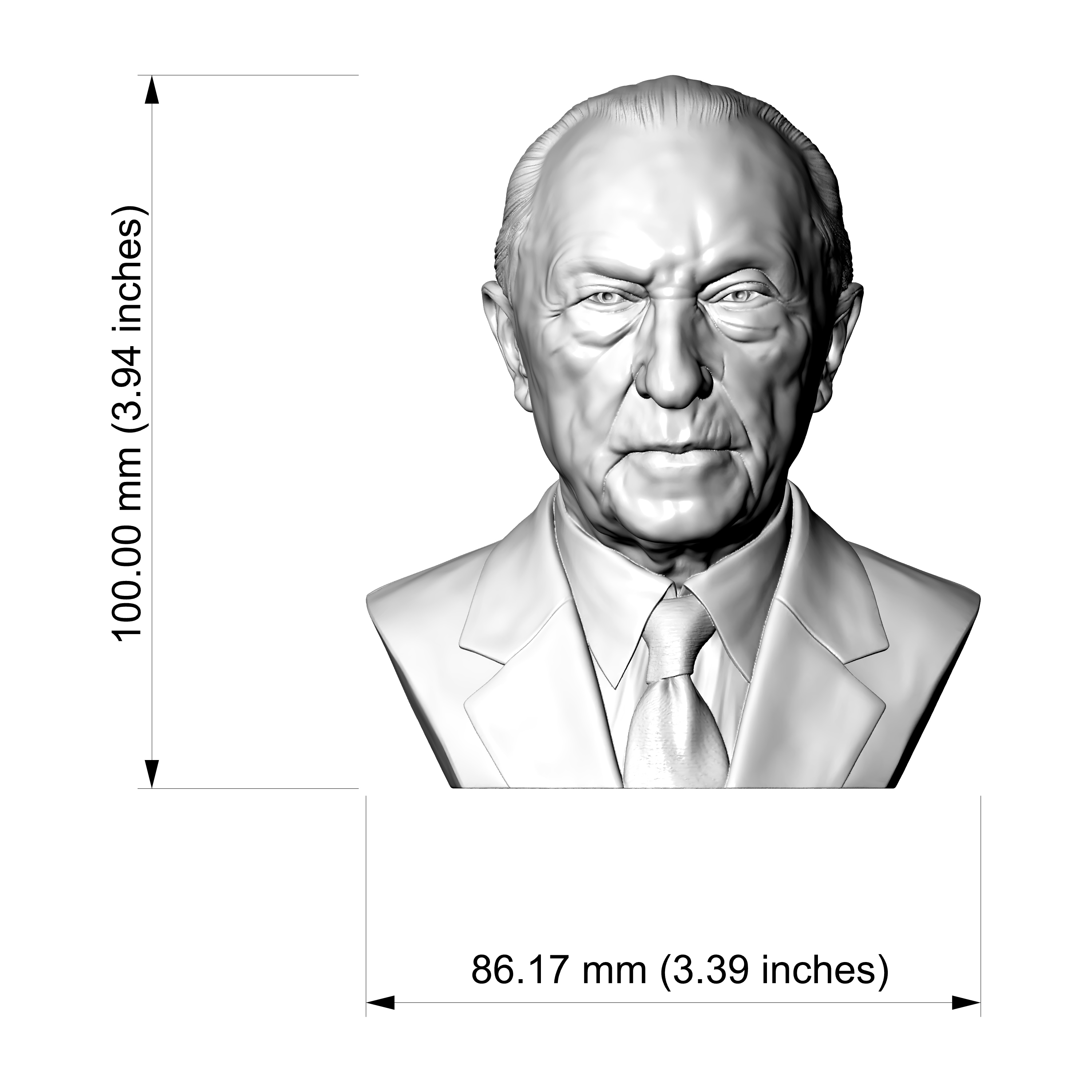 Konrad Adenauer 3D Printable Bust 3D Model