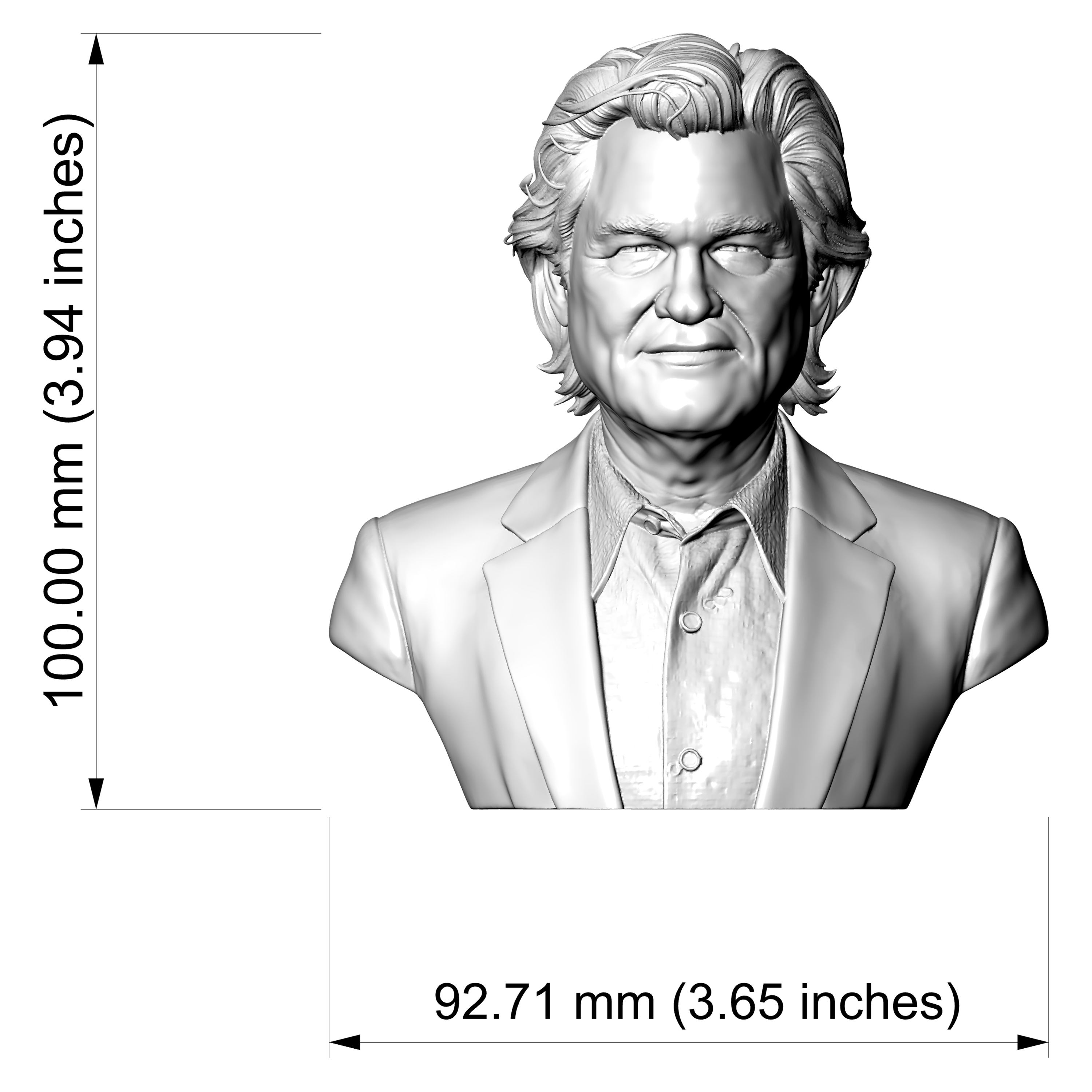 Kurt Russell Portrait Bust - Hollywood Legend 3D Printable 3D Model