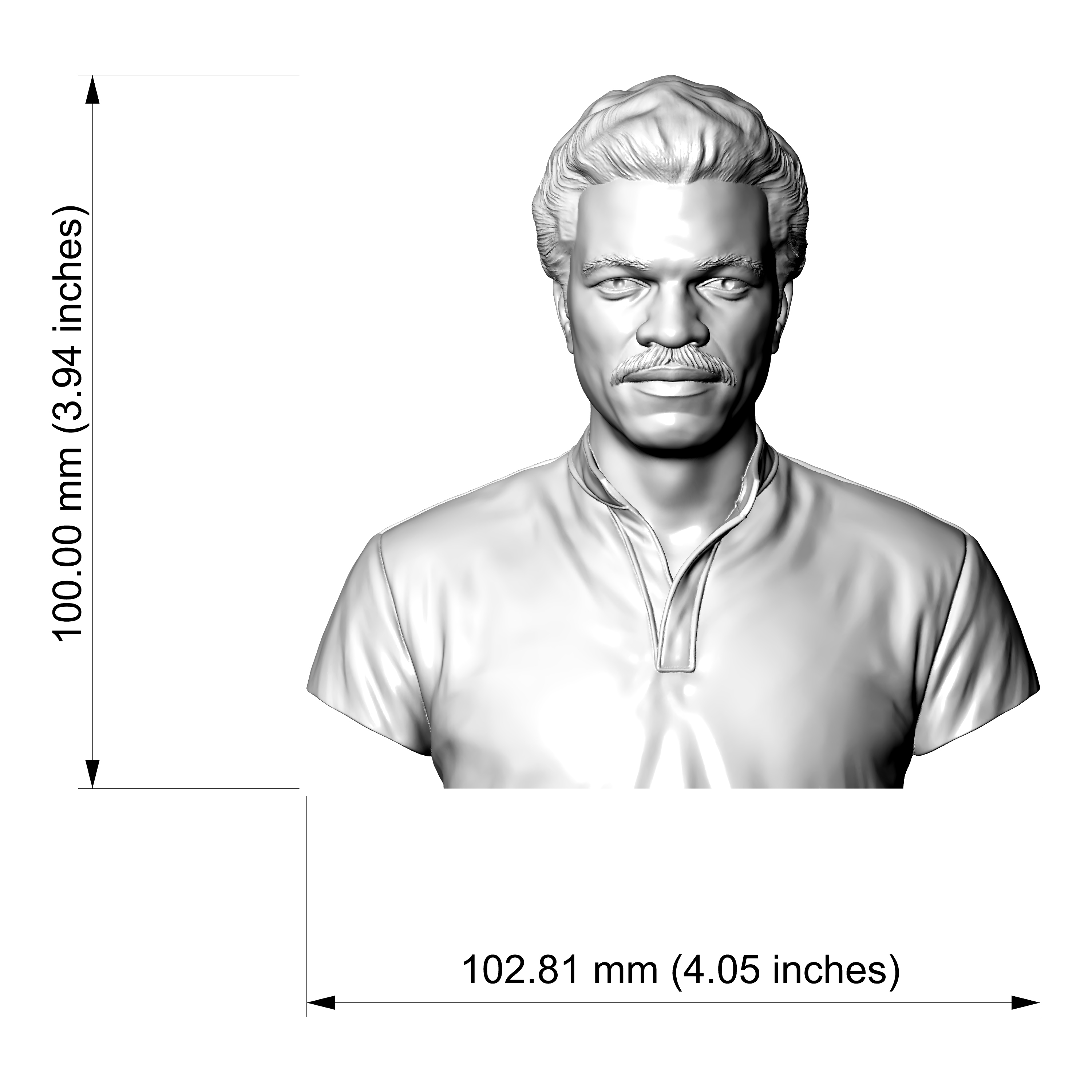 Lando Calrissian Billy Dee Williams 3D Printable Bust 3D Model