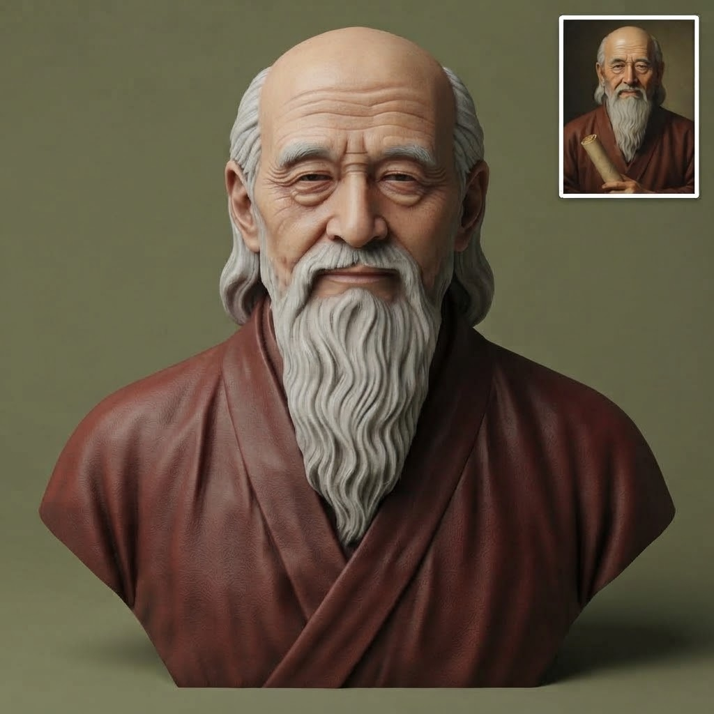 Laozi Tao Te Ching Philosopher 3D Printable Bust 3D Model