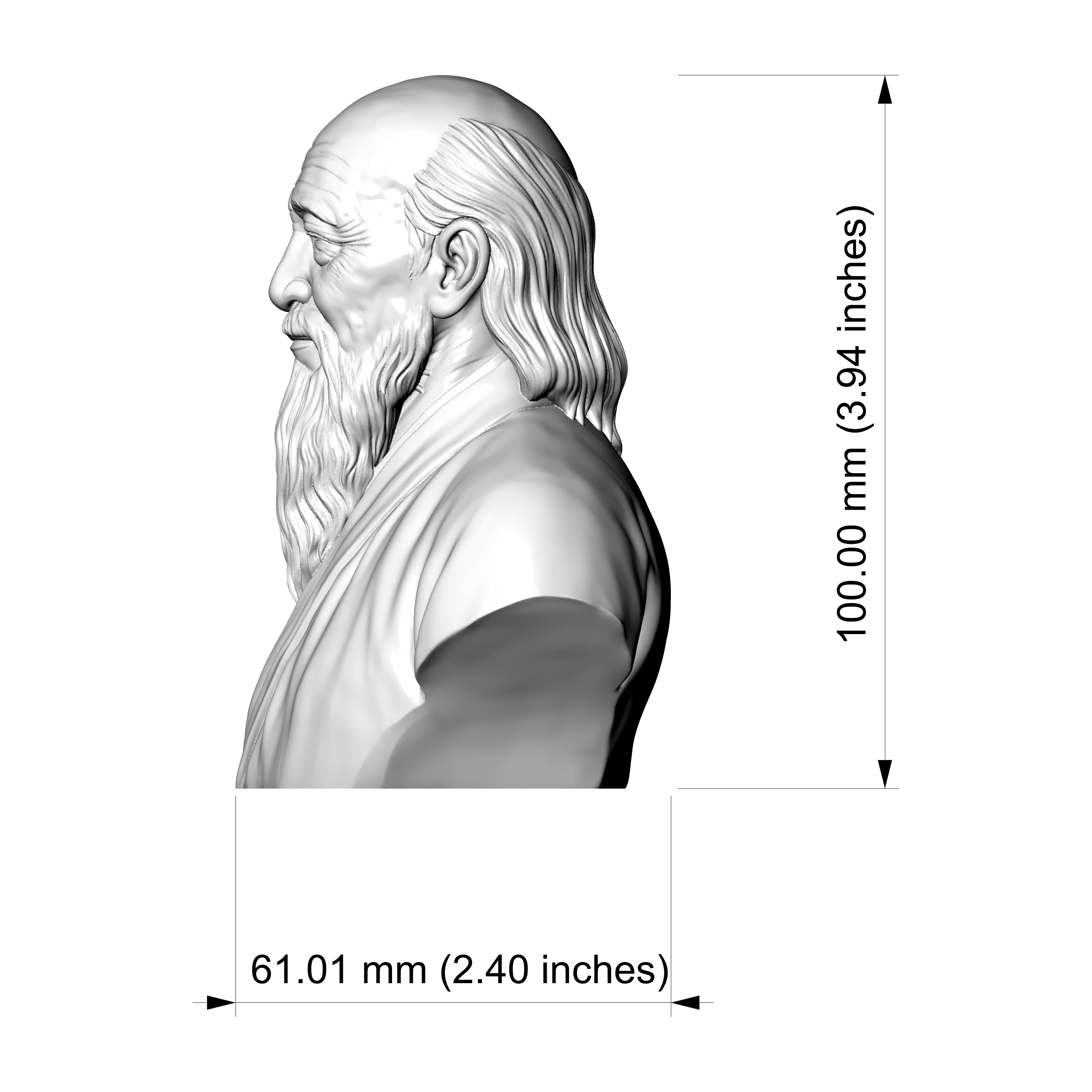 Laozi Tao Te Ching Philosopher 3D Printable Bust 3D Model