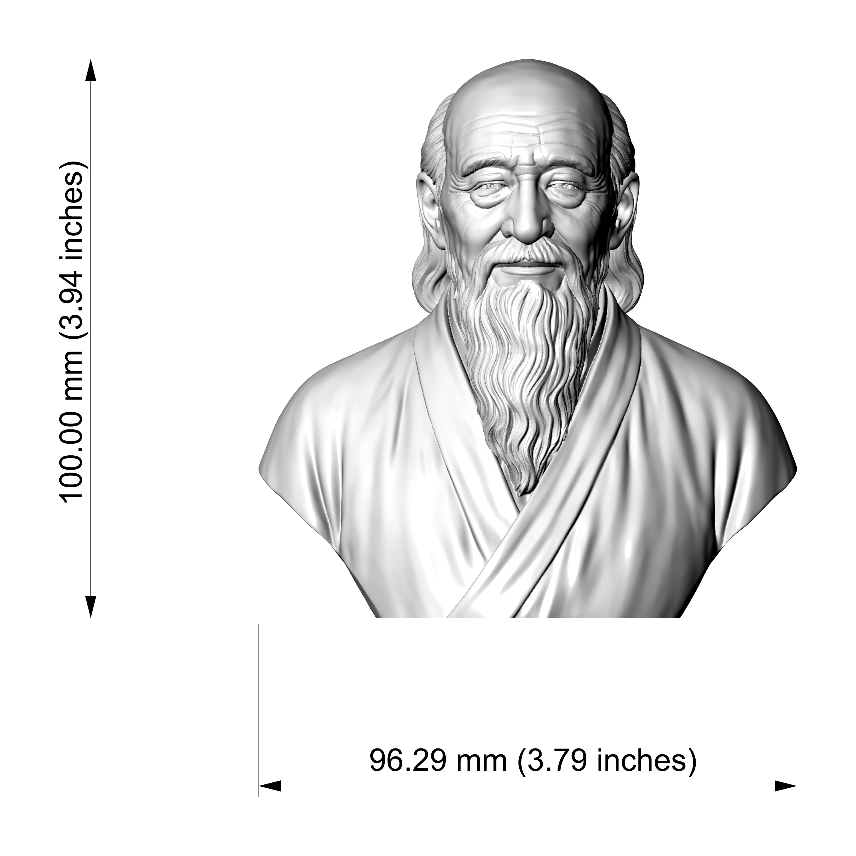 Laozi Tao Te Ching Philosopher 3D Printable Bust 3D Model