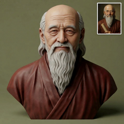 Laozi Tao Te Ching Philosopher 3D Printable Bust