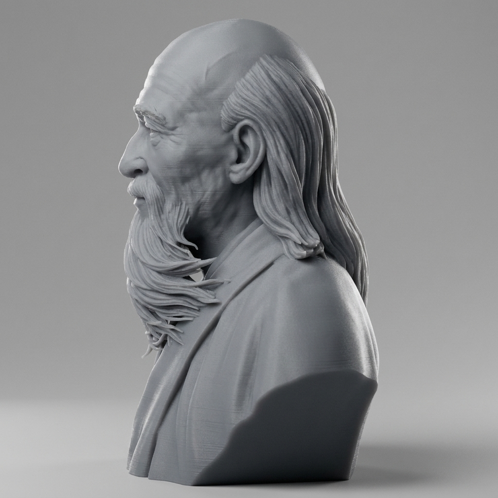 Laozi Taoist Philosopher Bust 3D Model