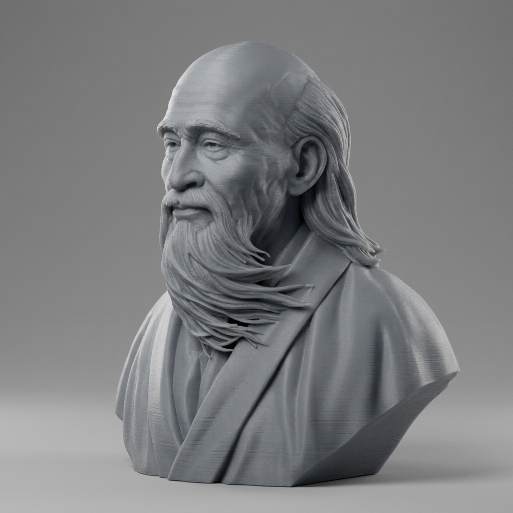 Laozi Taoist Philosopher Bust 3D Model