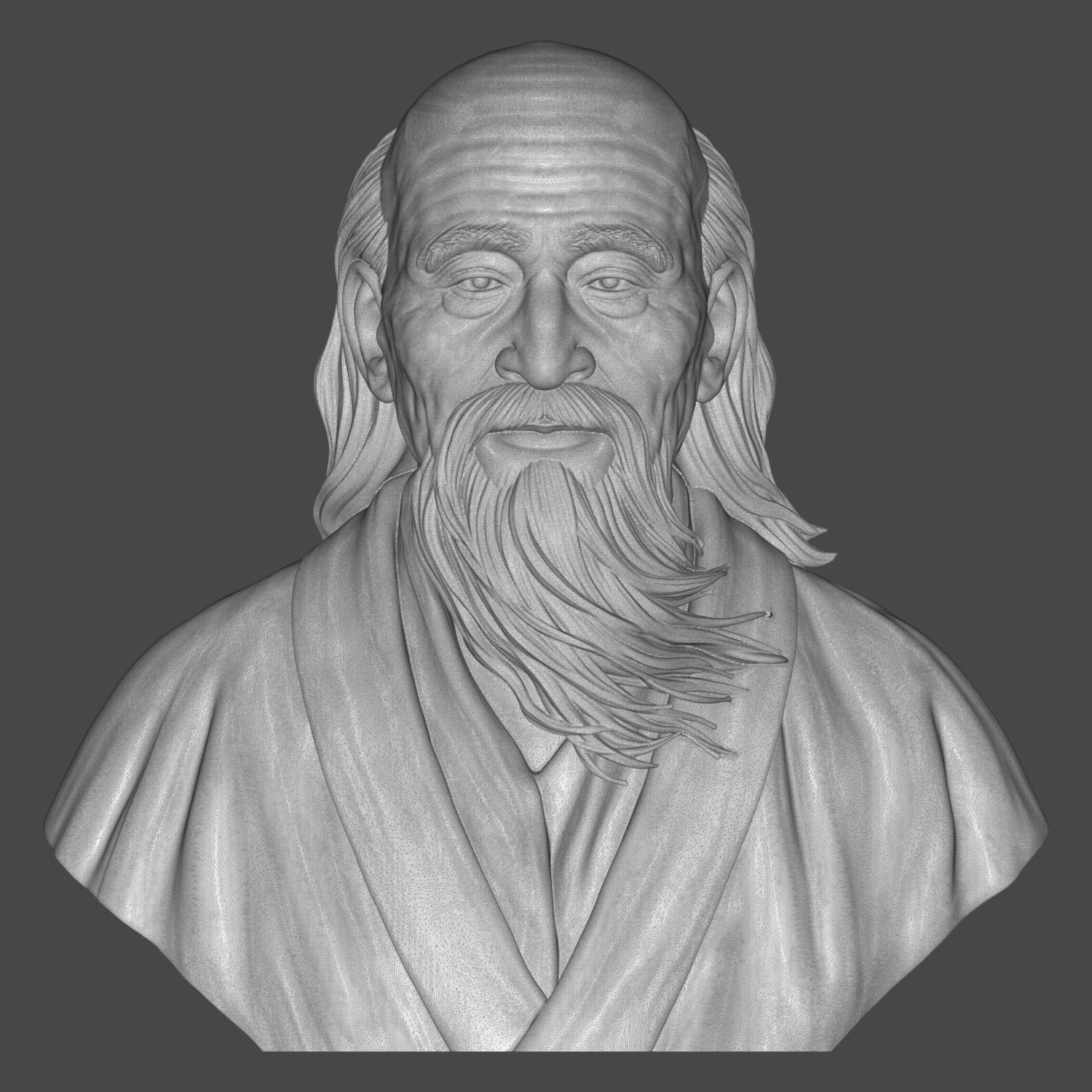 Laozi Taoist Philosopher Bust 3D Model