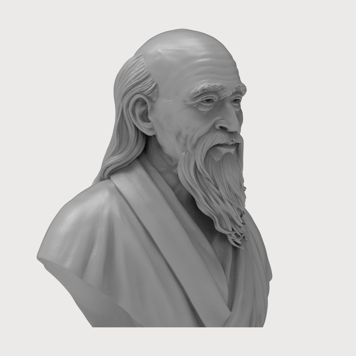 Laozi Taoist Philosopher Bust 3D Model