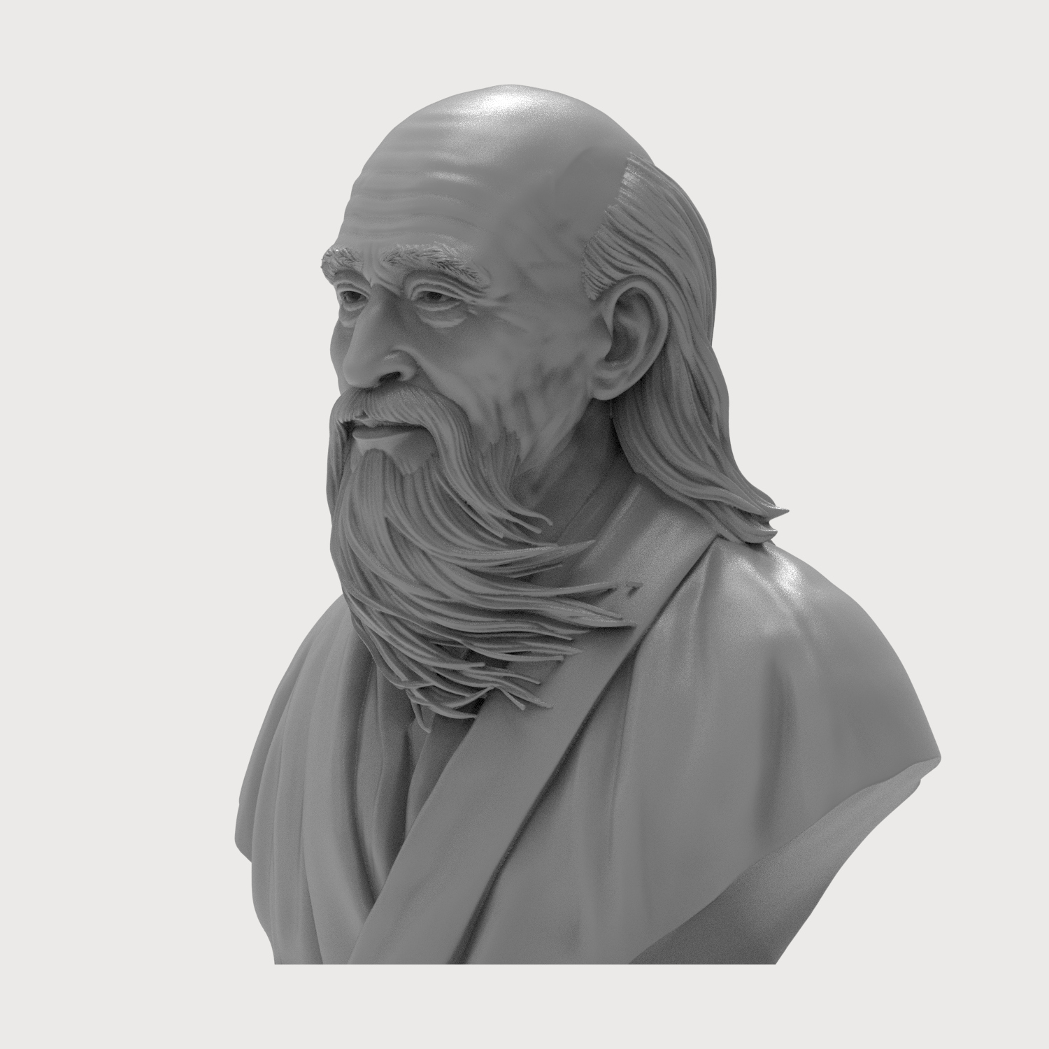 Laozi Taoist Philosopher Bust 3D Model