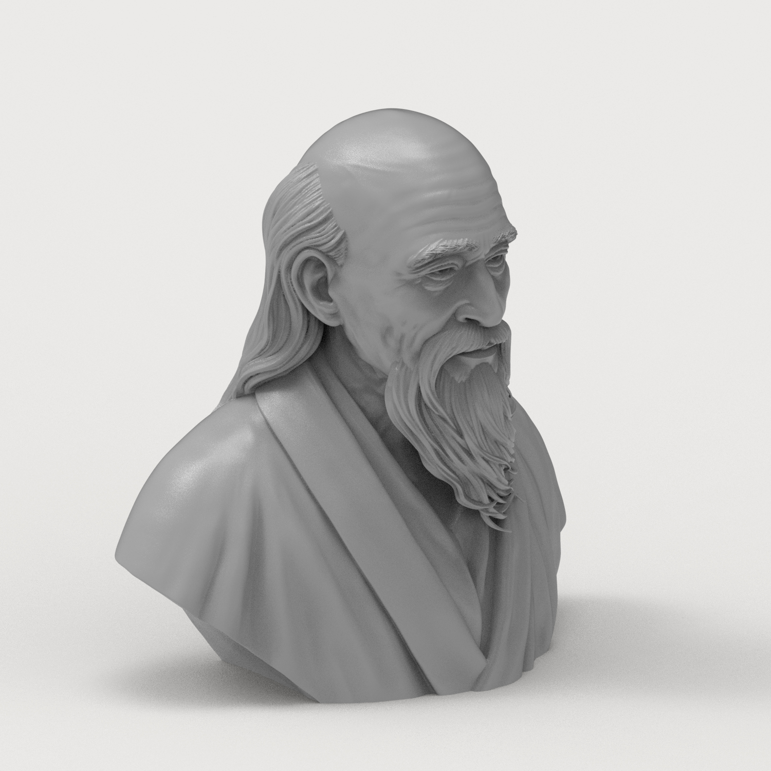 Laozi Taoist Philosopher Bust 3D Model