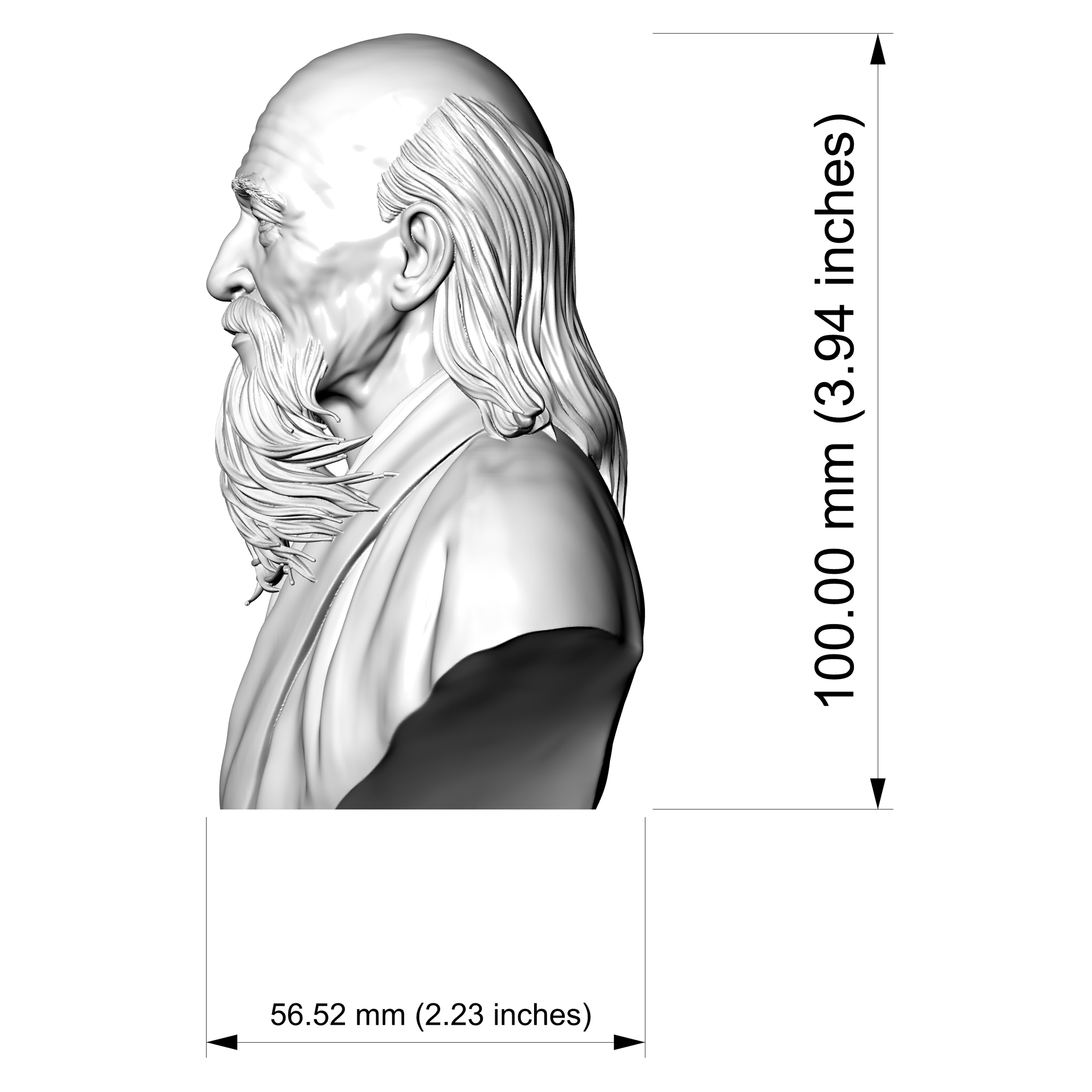 Laozi Taoist Philosopher Bust 3D Model
